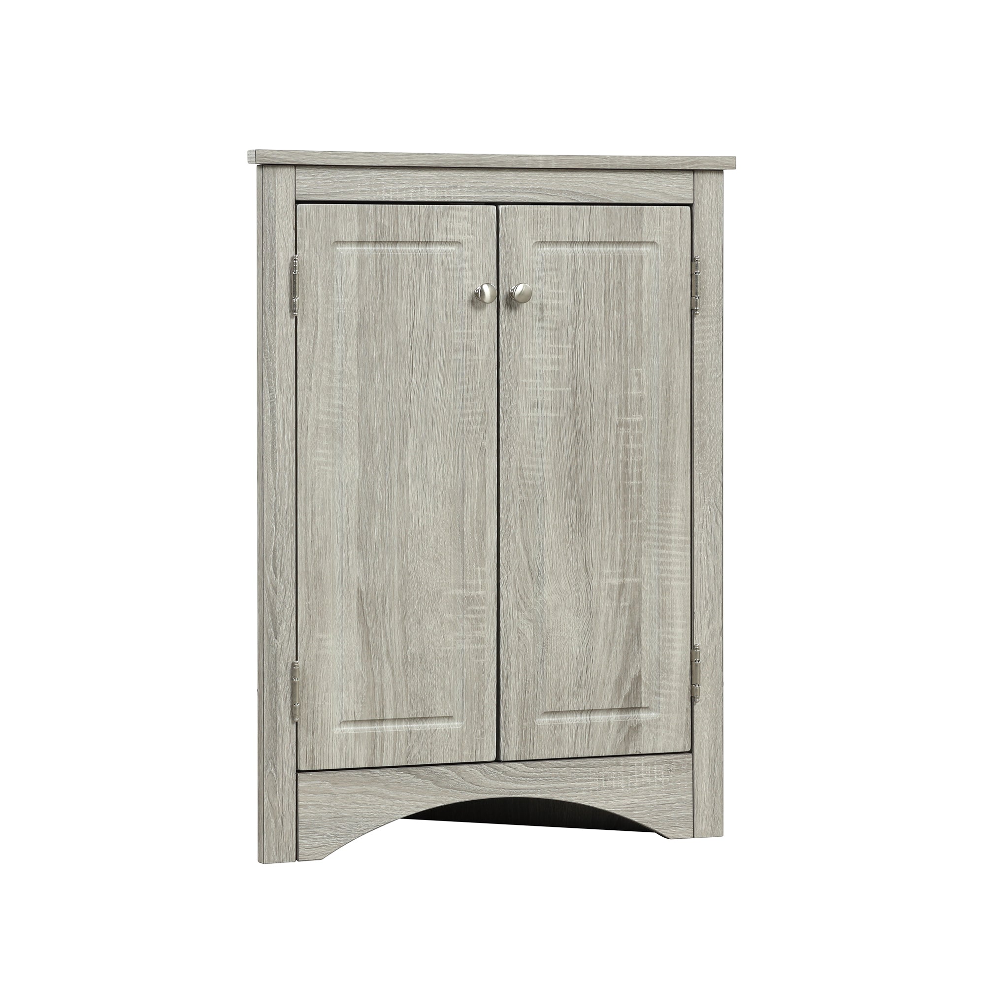32" Wood 2-door Bathroom Corner Cabinet with Adjustable Shelves