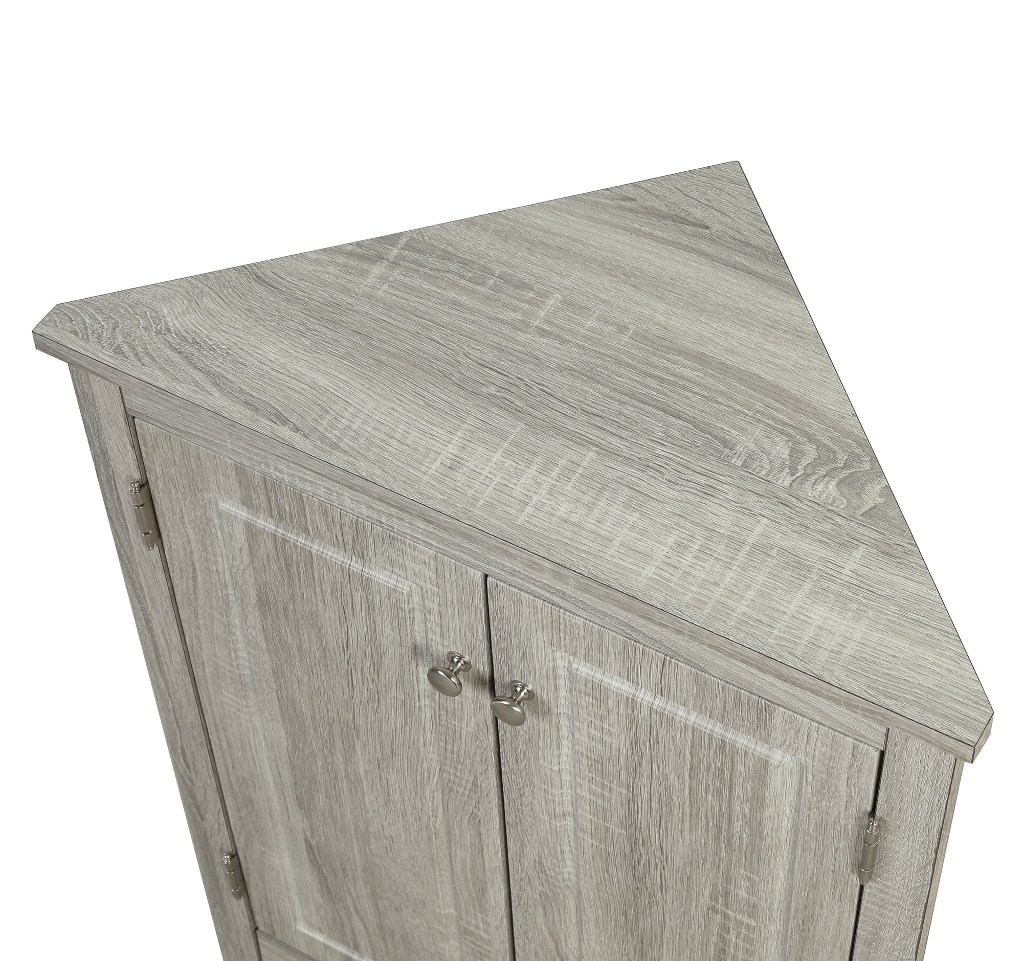 32" Wood 2-door Bathroom Corner Cabinet with Adjustable Shelves