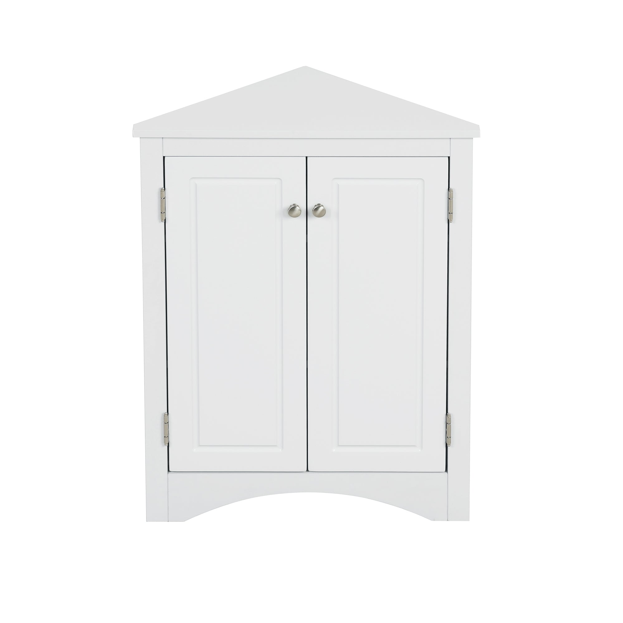 32" Wood 2-door Bathroom Corner Cabinet with Adjustable Shelves