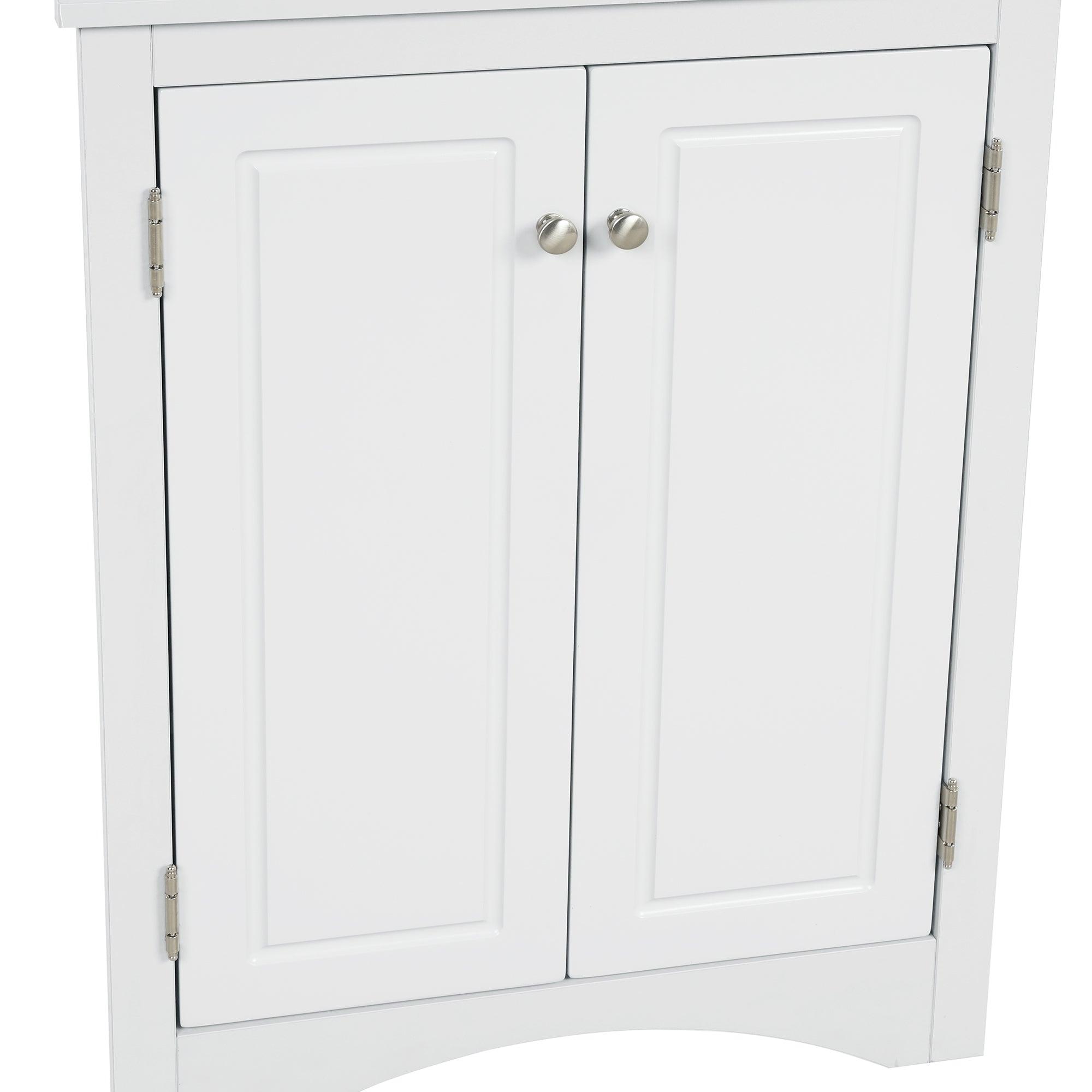 32" Wood 2-door Bathroom Corner Cabinet with Adjustable Shelves