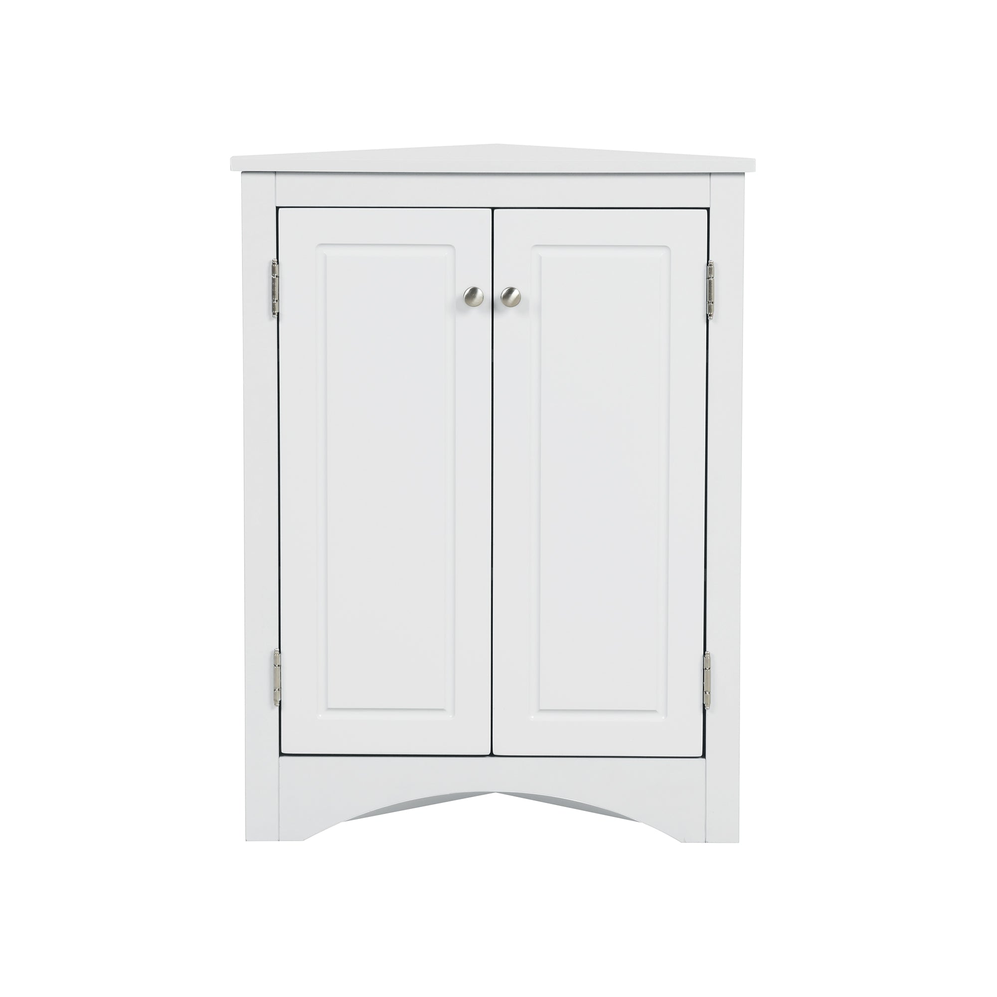32" Wood 2-door Bathroom Corner Cabinet with Adjustable Shelves