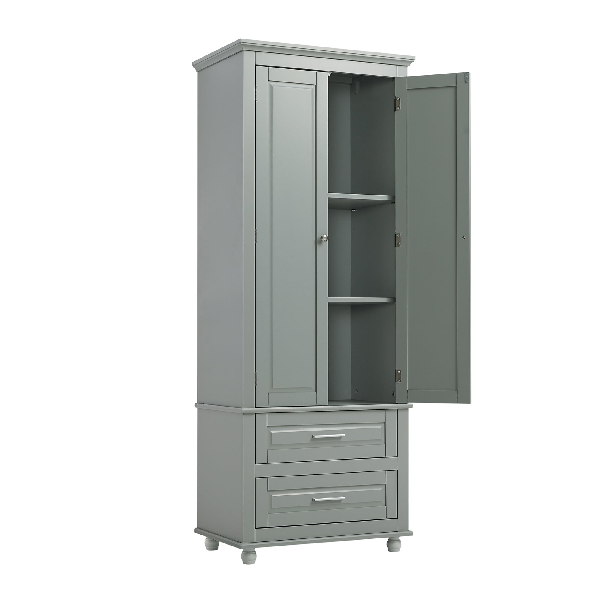 Tall Storage Cabinet with Two Drawers for Bathroom/Office
