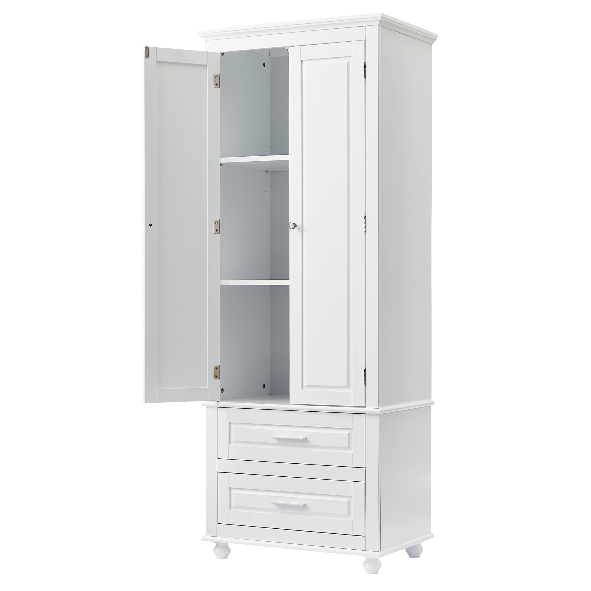Tall Storage Cabinet with Two Drawers for Bathroom/Office