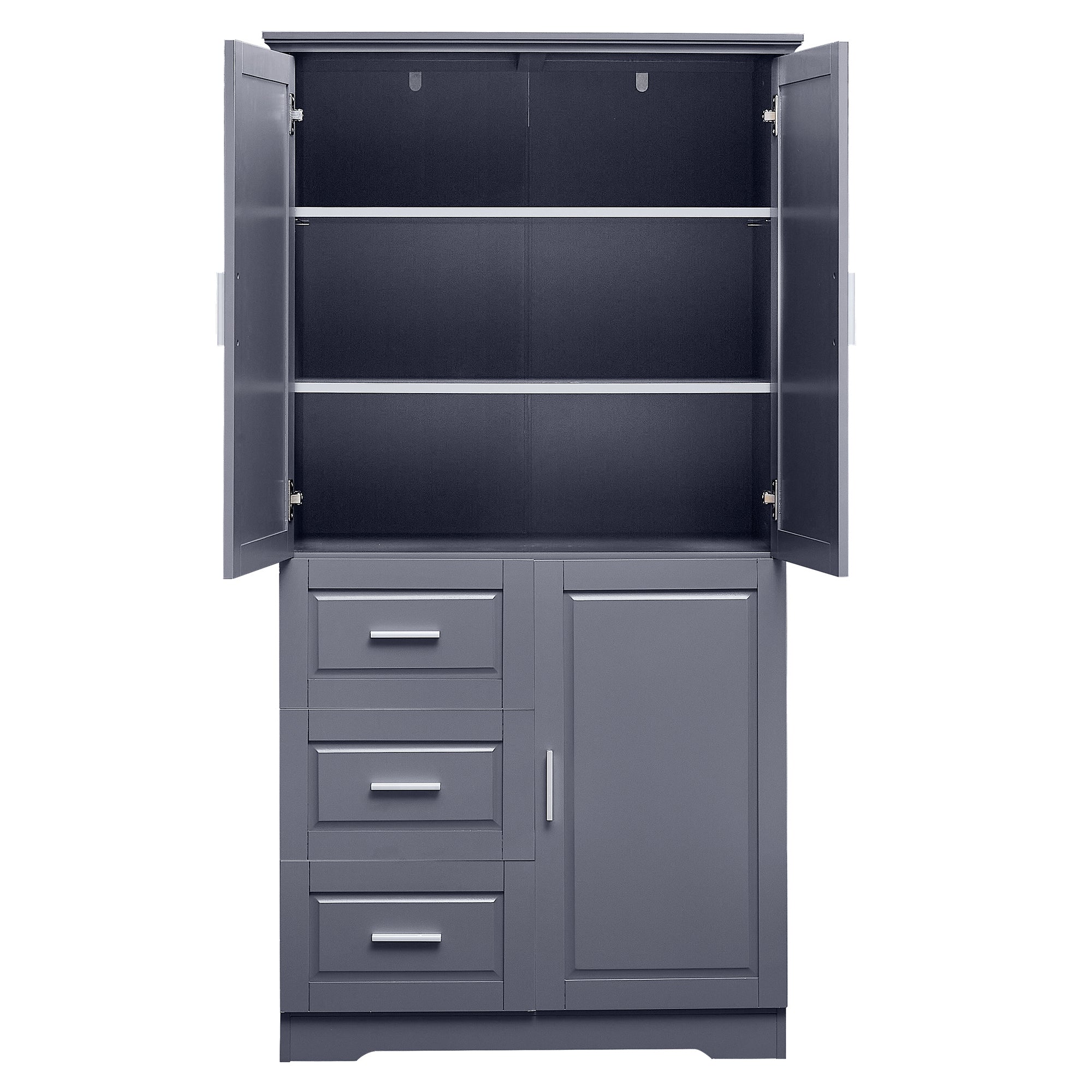32 in. W x 72 in. H Storage Cabinet with Doors and Three Drawers