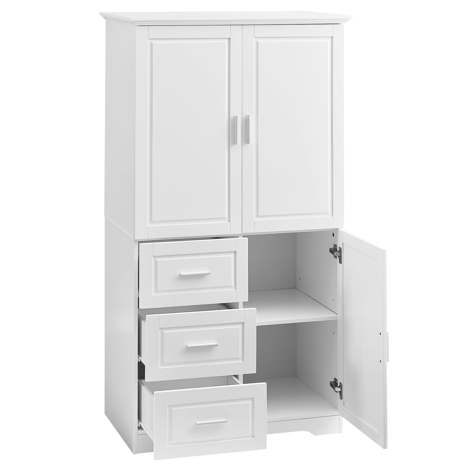 32 in. W x 72 in. H Storage Cabinet with Doors and Three Drawers