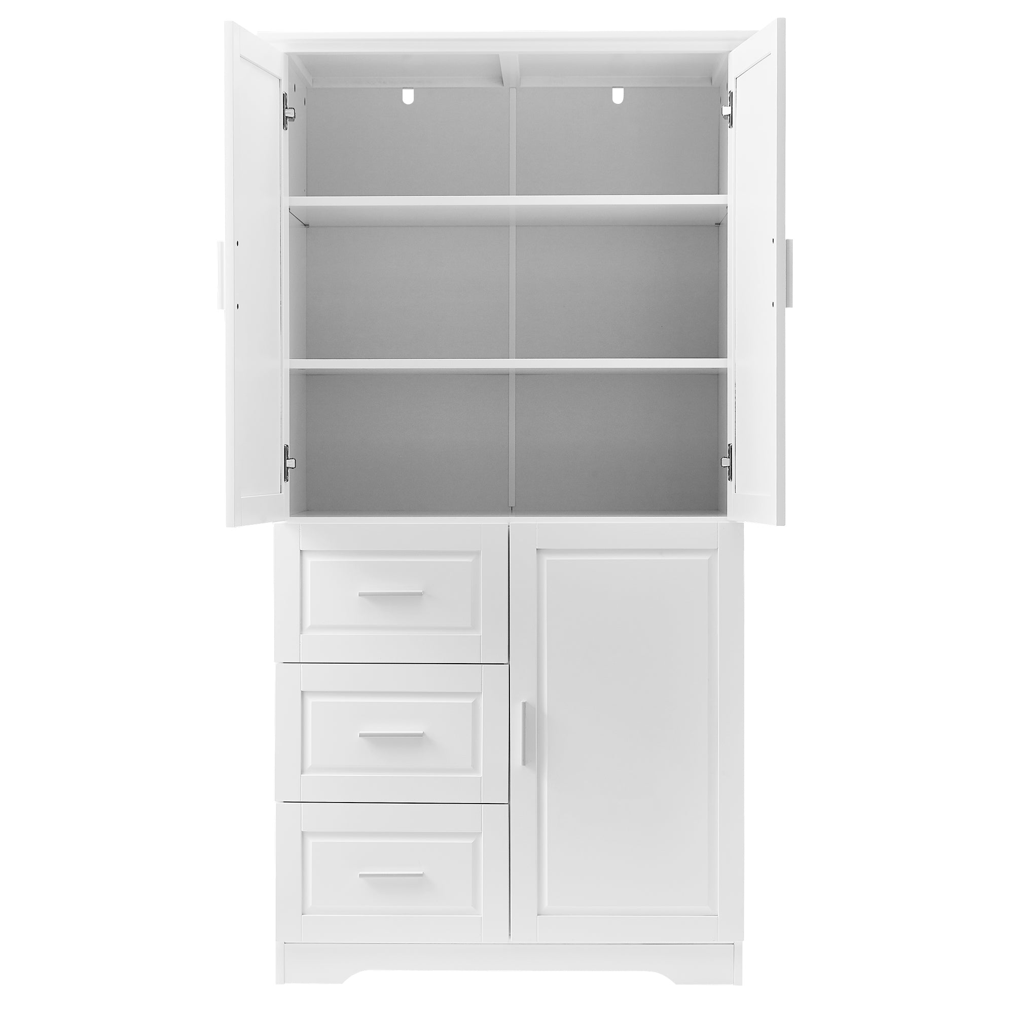 32 in. W x 72 in. H Storage Cabinet with Doors and Three Drawers