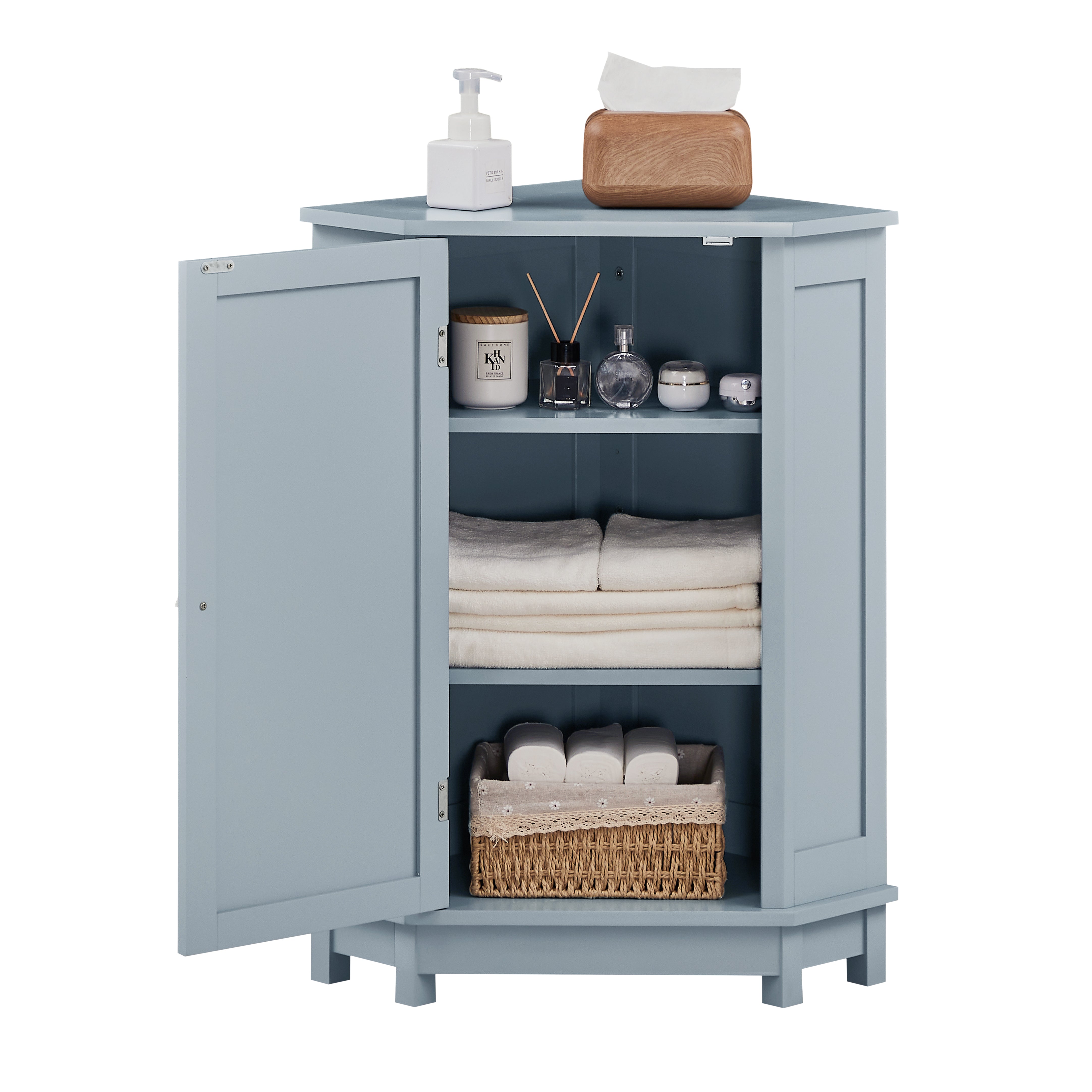 31" Wood 1-door Bathroom Cabinet with Interior Shelves