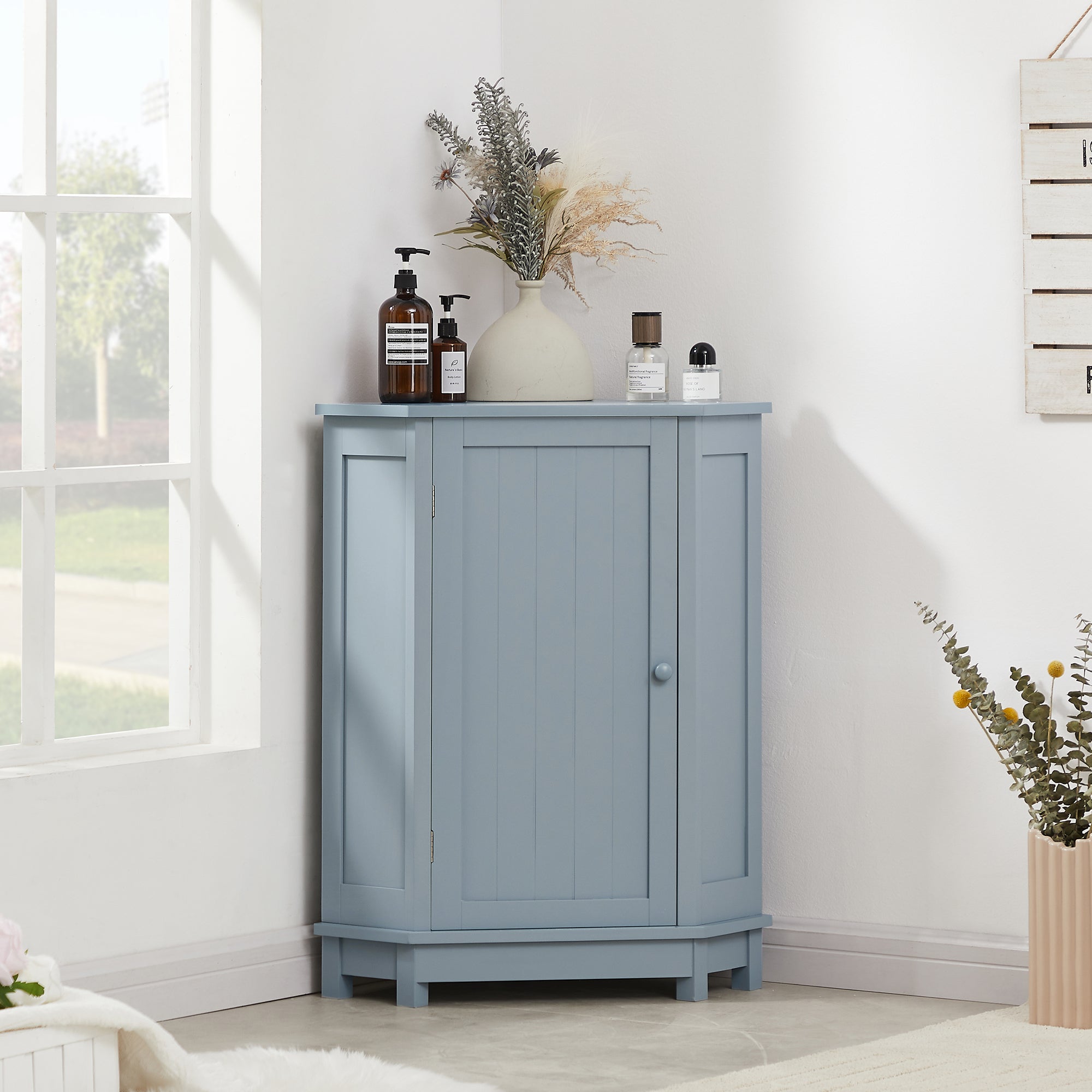 31" Wood 1-door Bathroom Cabinet with Interior Shelves