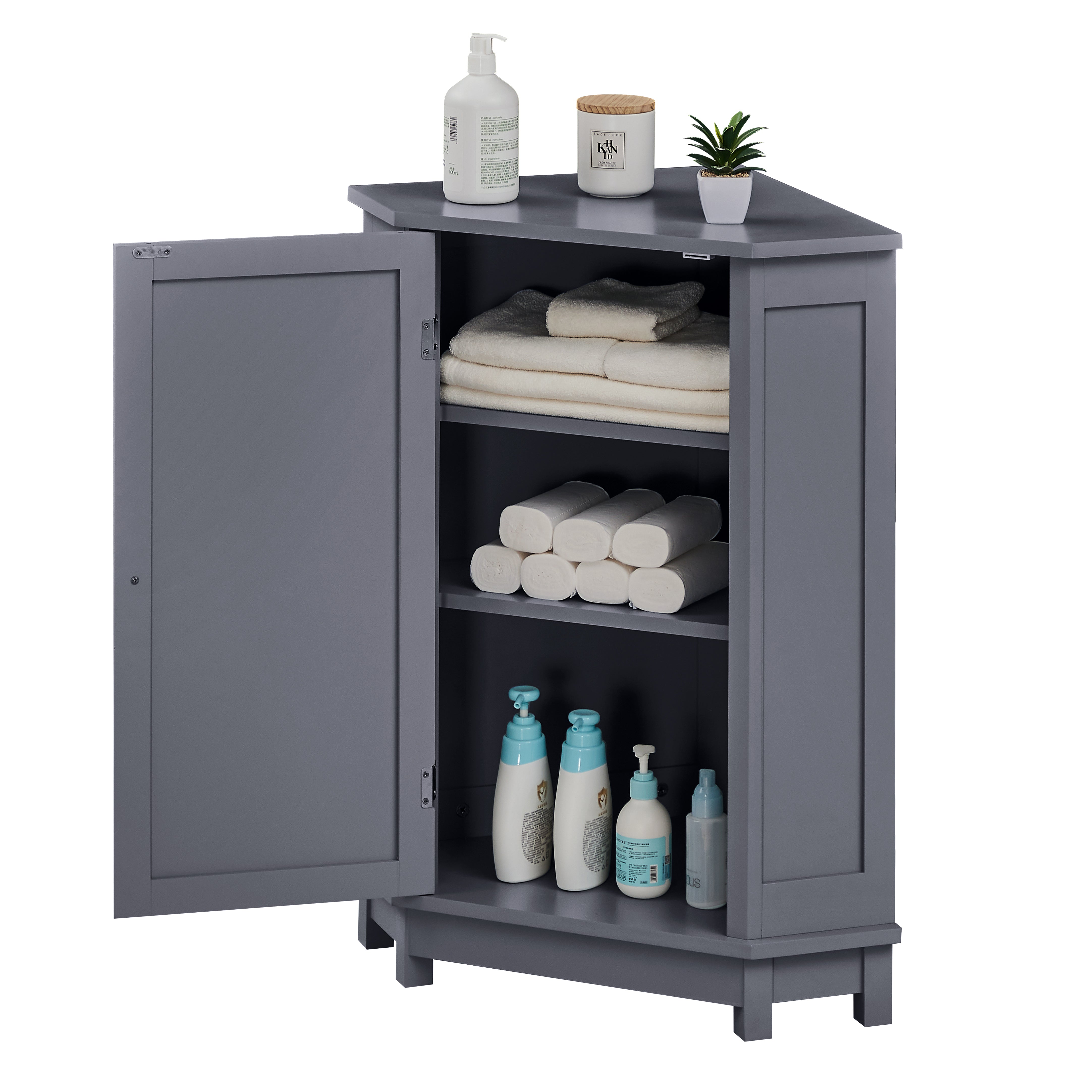31" Wood 1-door Bathroom Cabinet with Interior Shelves