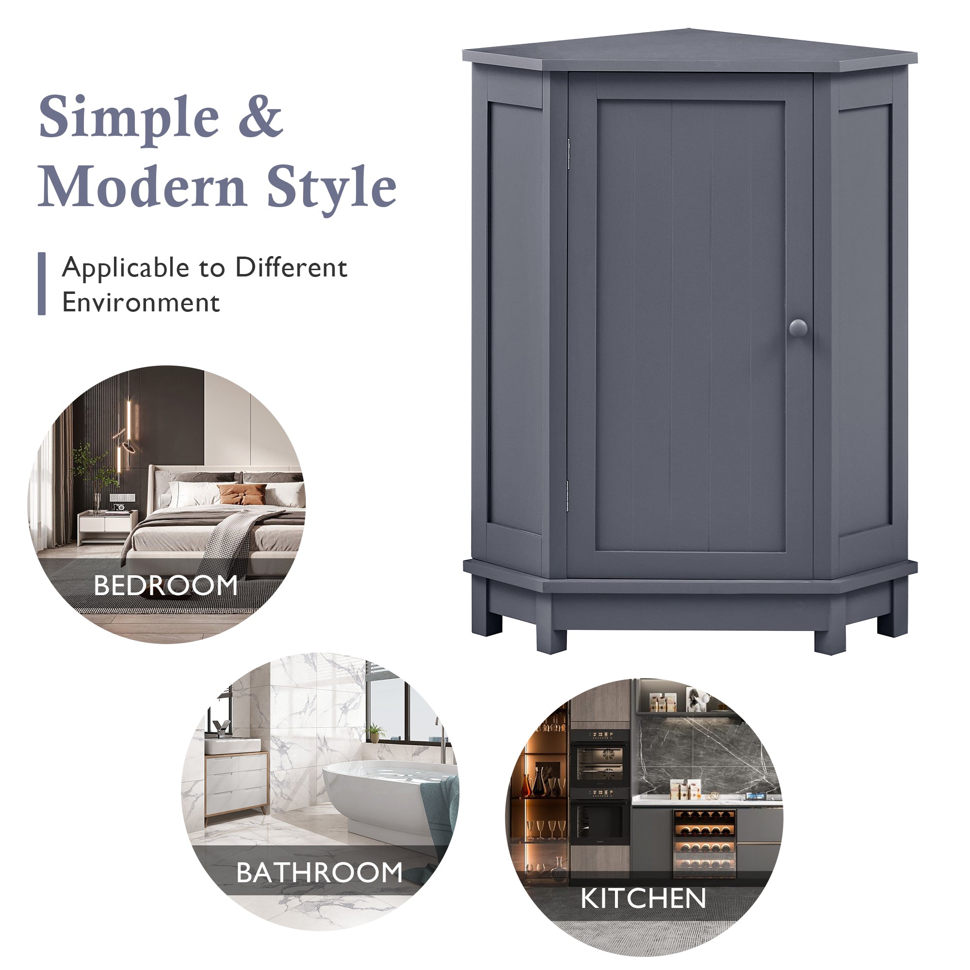 31" Wood 1-door Bathroom Cabinet with Interior Shelves