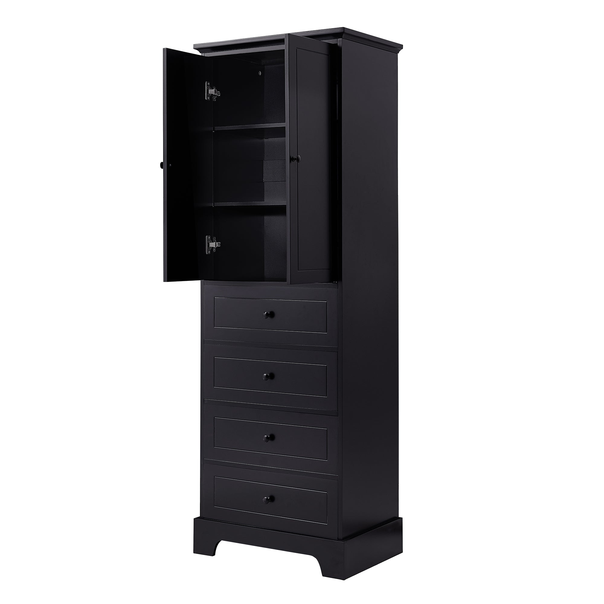 24 in. W x 68 in. H MDF Bathroom Storage Cabinet with Two Doors and Four Drawers