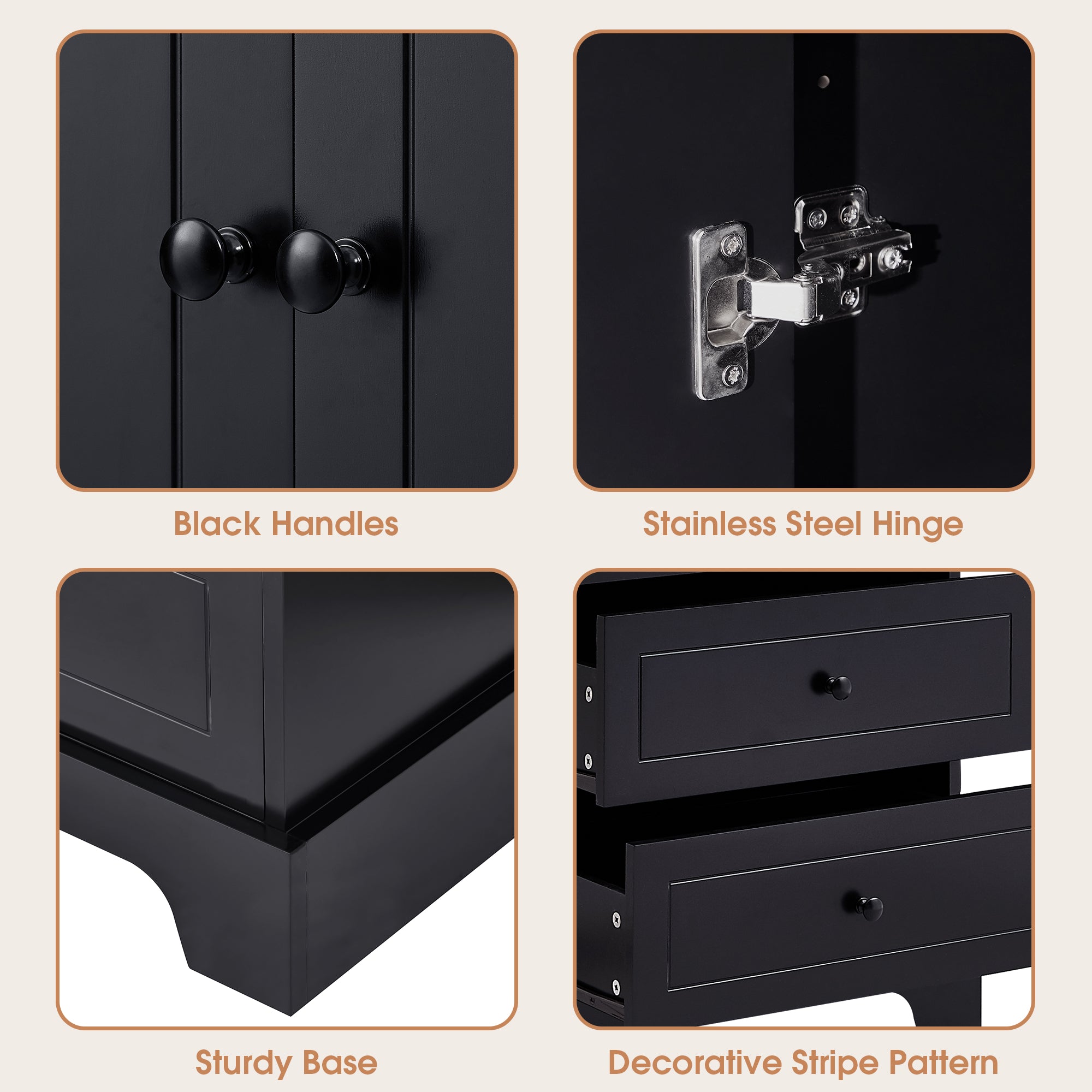 24 in. W x 68 in. H MDF Bathroom Storage Cabinet with Two Doors and Four Drawers