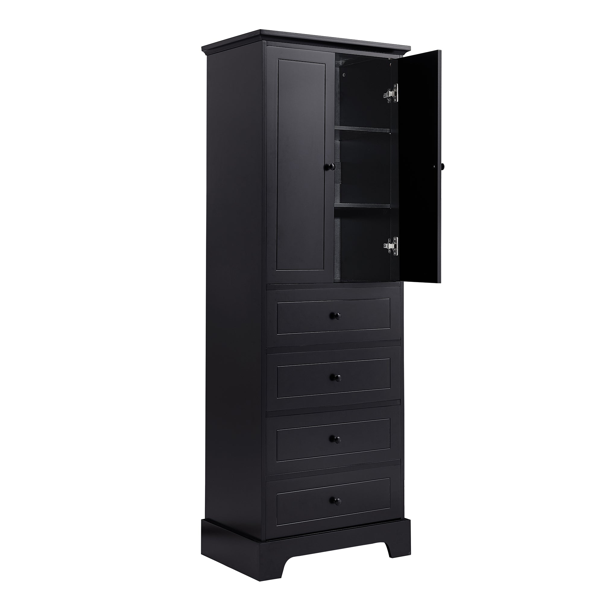24 in. W x 68 in. H MDF Bathroom Storage Cabinet with Two Doors and Four Drawers