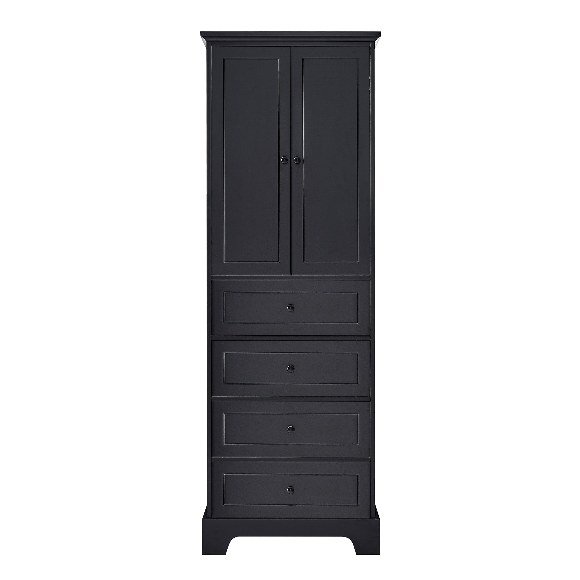24 in. W x 68 in. H MDF Bathroom Storage Cabinet with Two Doors and Four Drawers