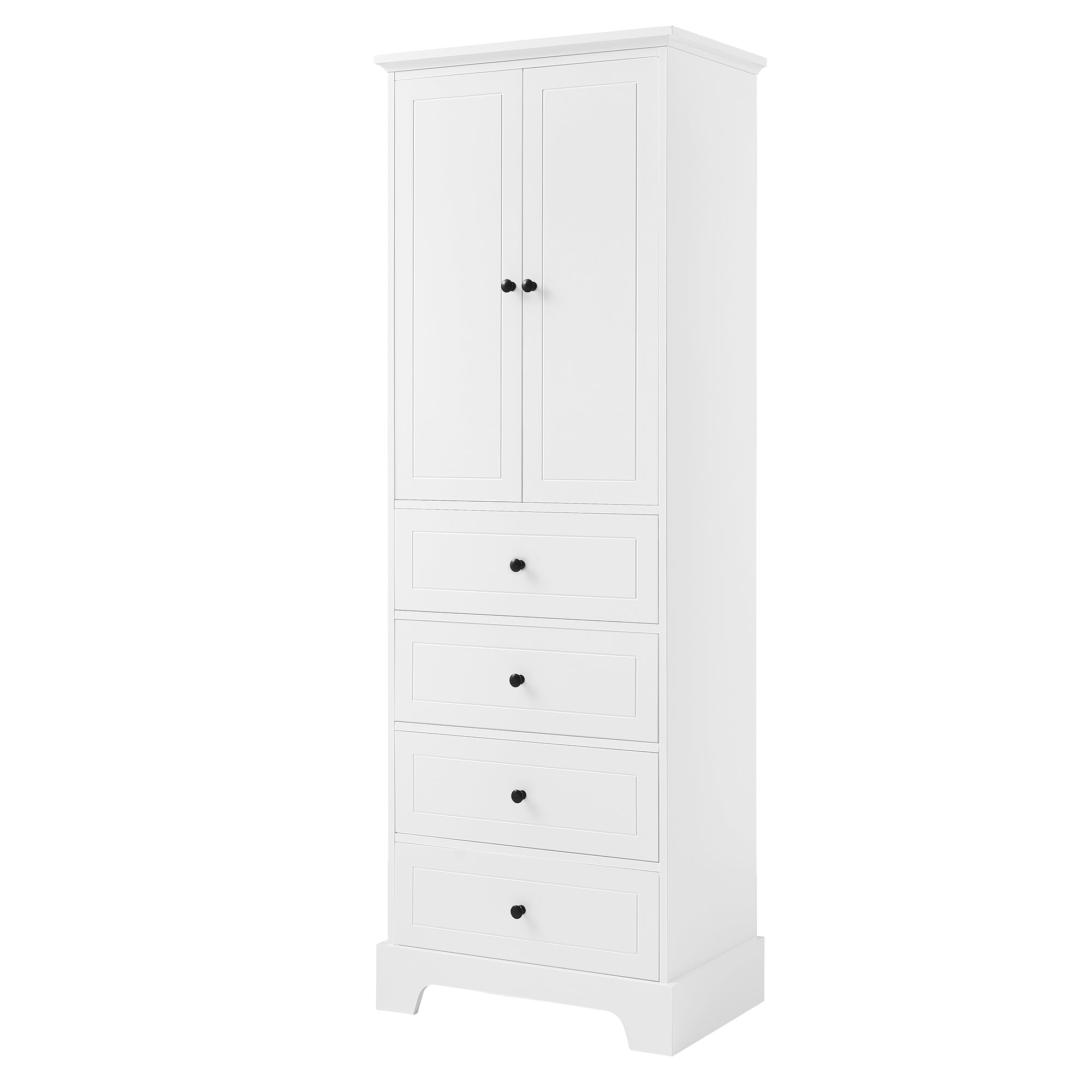 24 in. W x 68 in. H MDF Bathroom Storage Cabinet with Two Doors and Four Drawers