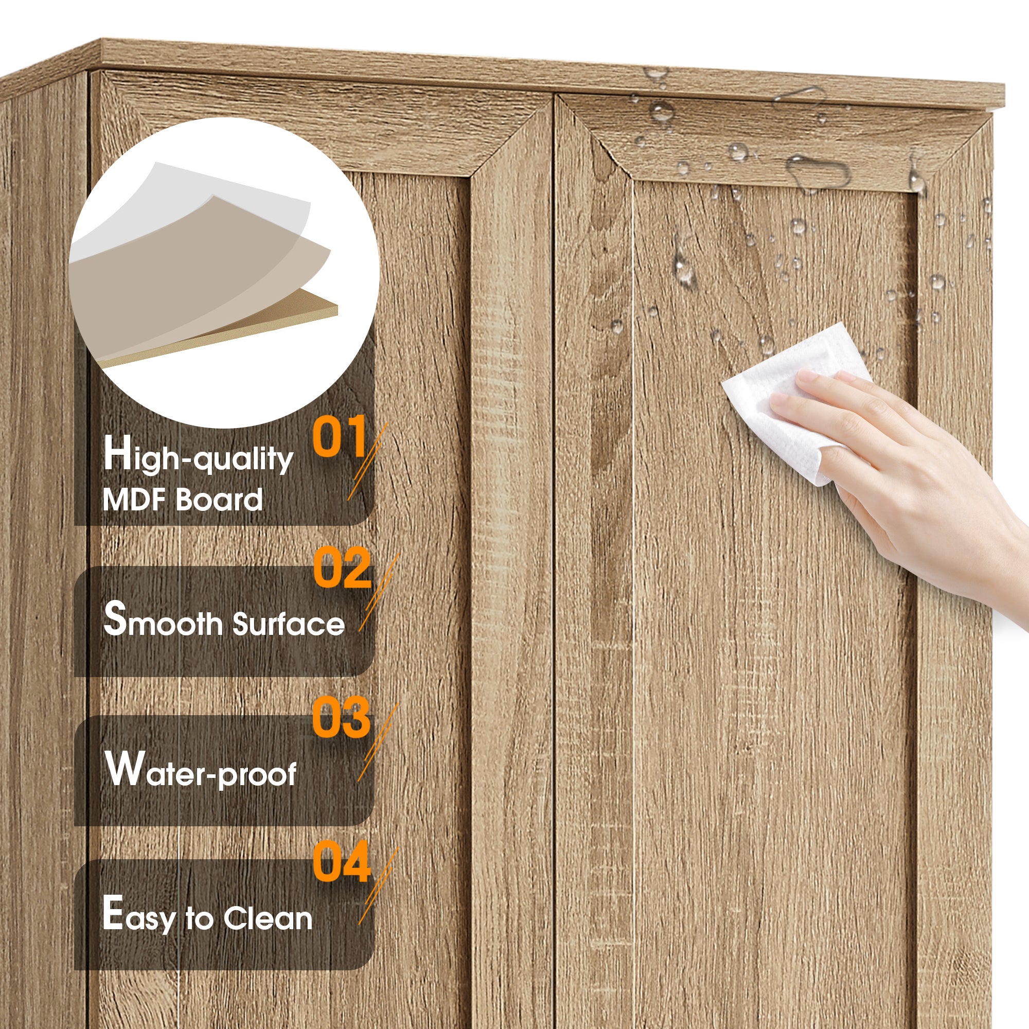 23 in. W x 71 in. H MDF Bathroom Storage Cabinet with Two Doors and Adjustable Shelves
