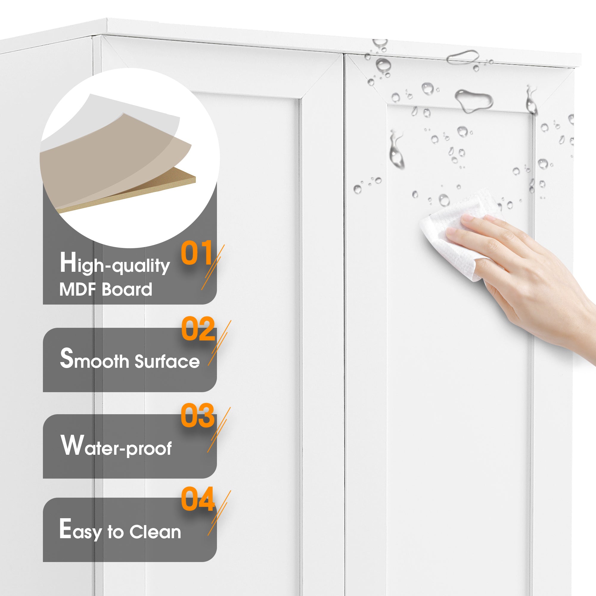 23 in. W x 71 in. H MDF Bathroom Storage Cabinet with Two Doors and Adjustable Shelves