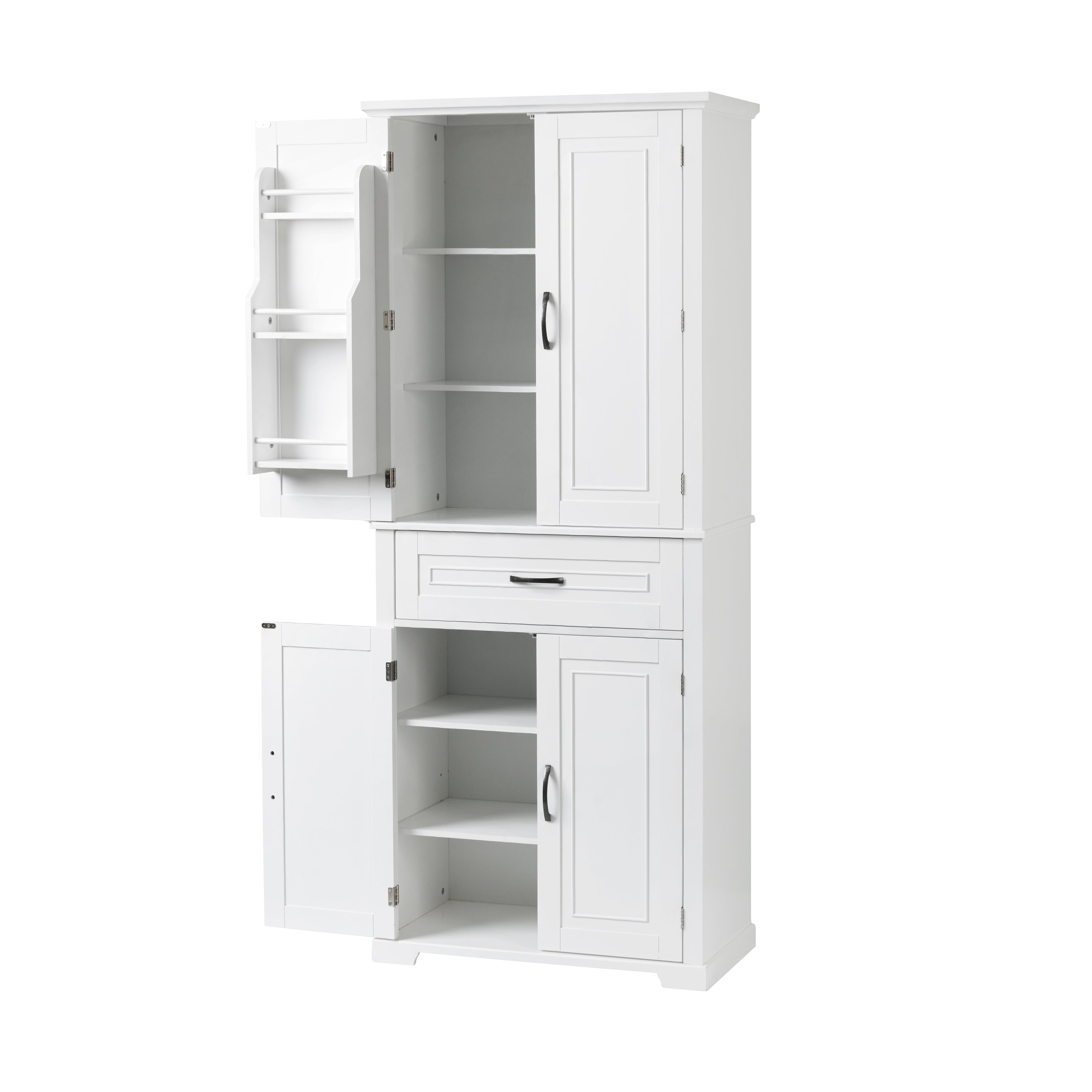 30 in. W x 72 in. H Freestanding Bathroom Cabinet in White with Adjustable Shelf and Drawer