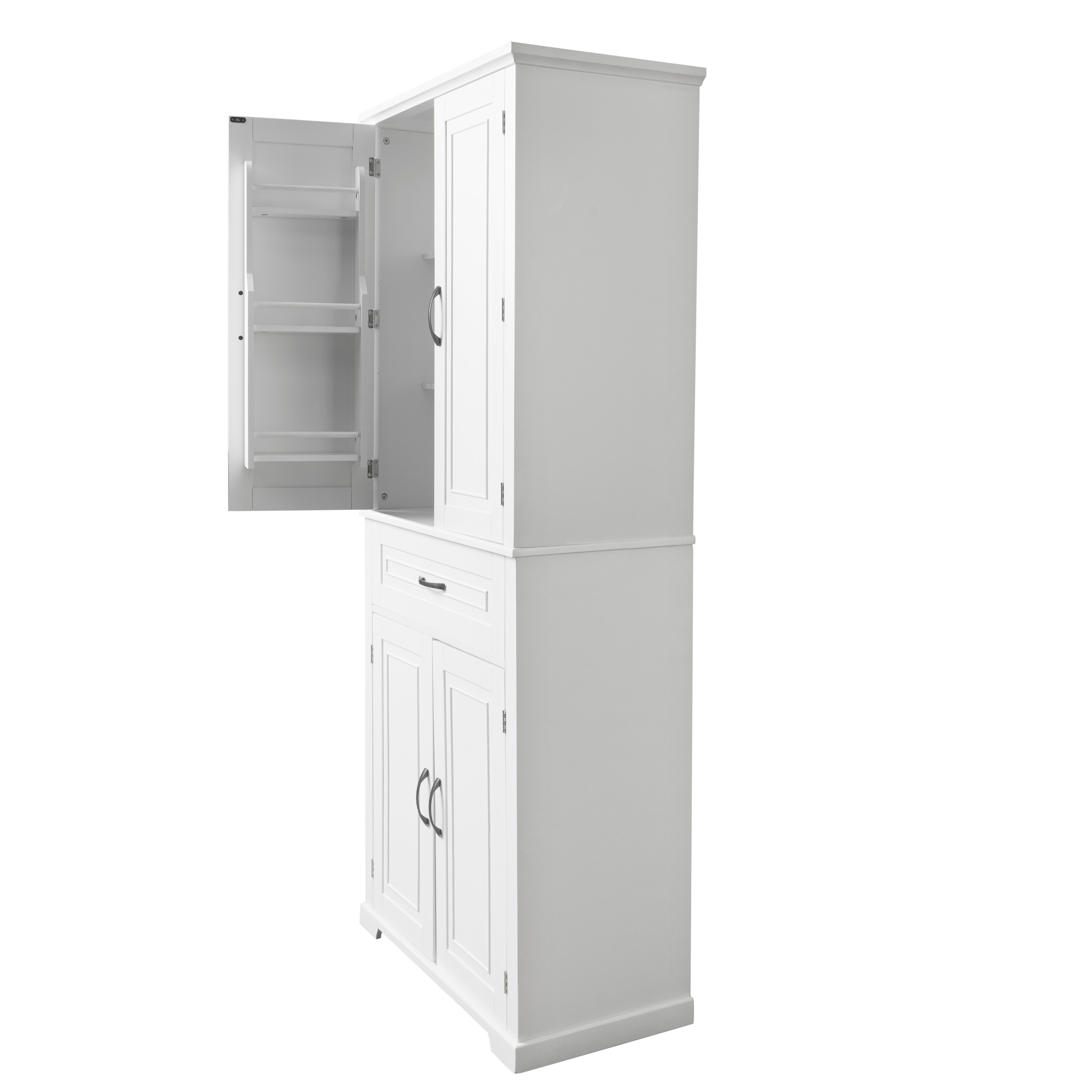30 in. W x 72 in. H Freestanding Bathroom Cabinet in White with Adjustable Shelf and Drawer