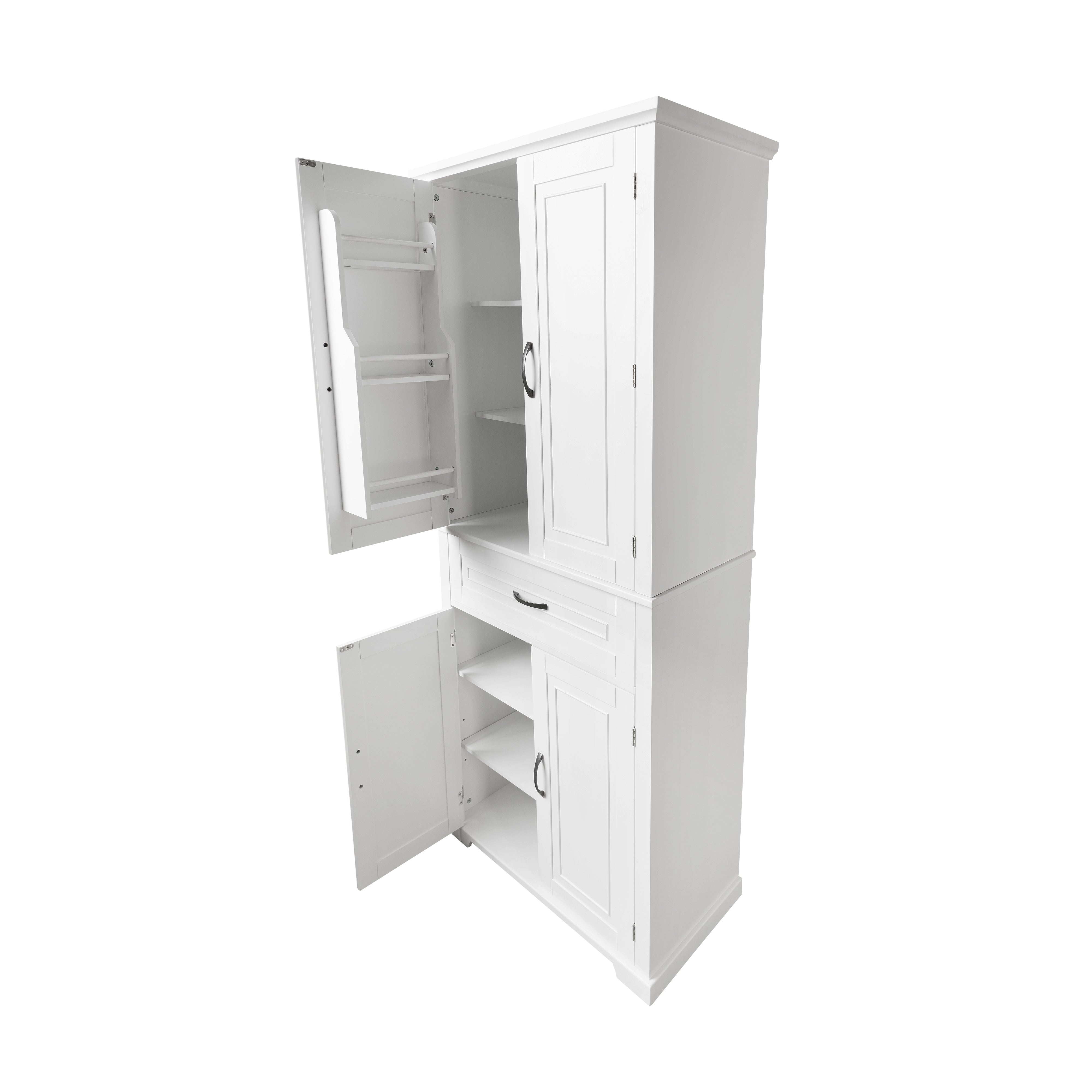 30 in. W x 72 in. H Freestanding Bathroom Cabinet in White with Adjustable Shelf and Drawer