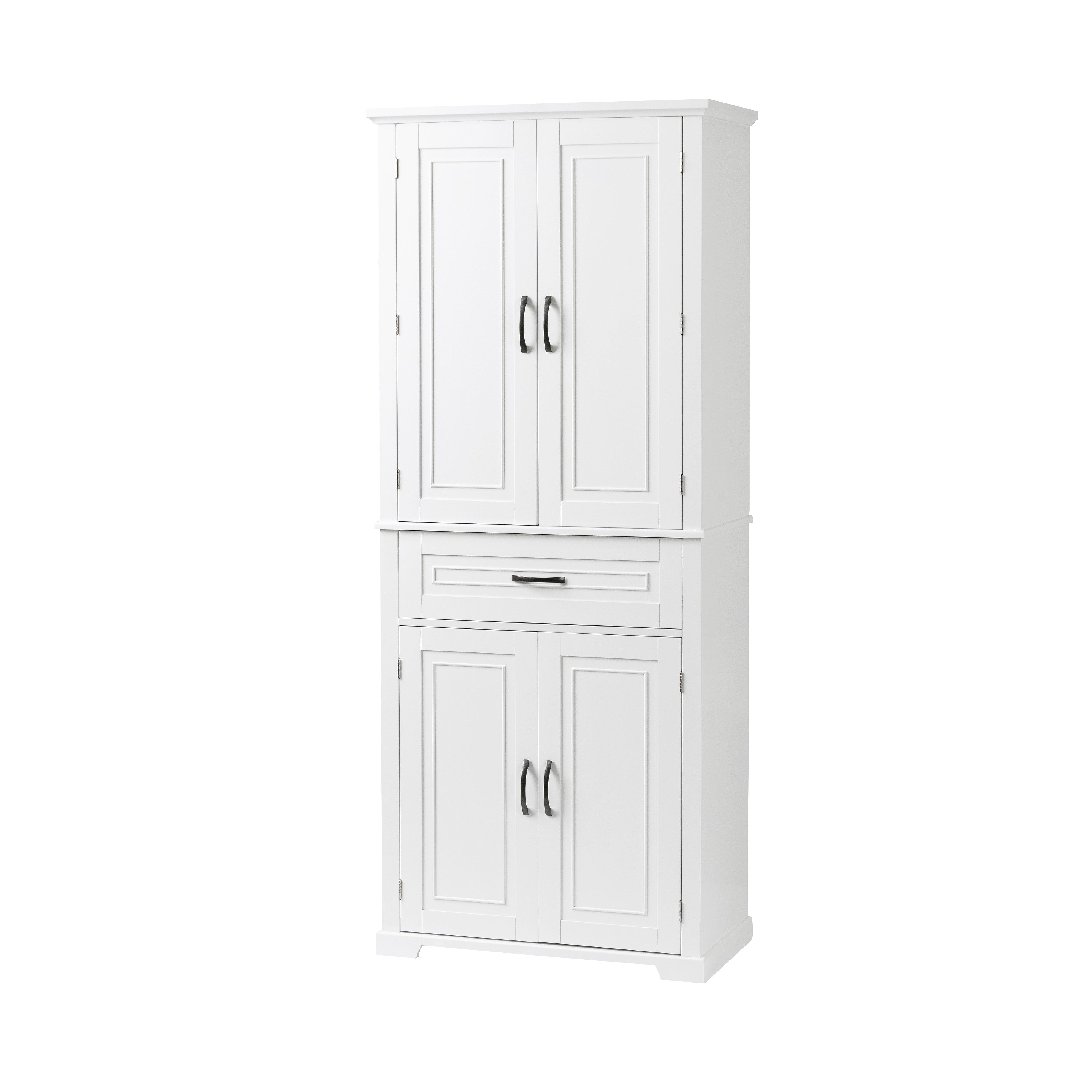 30 in. W x 72 in. H Freestanding Bathroom Cabinet in White with Adjustable Shelf and Drawer