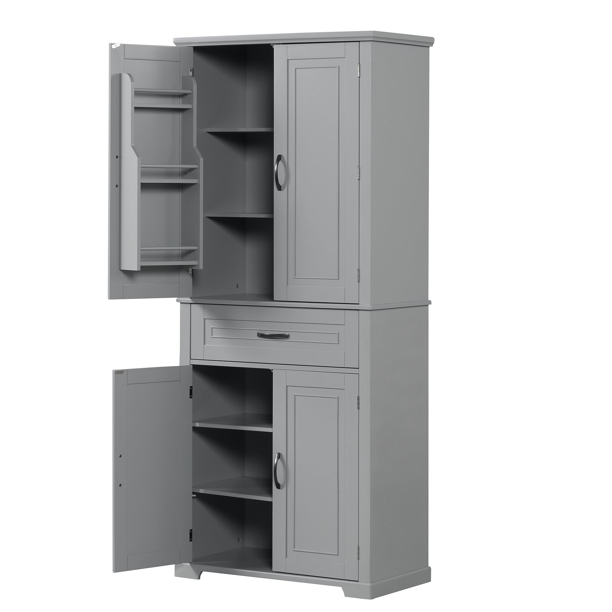 30 in. W x 72 in. H Freestanding Bathroom Cabinet in White with Adjustable Shelf and Drawer
