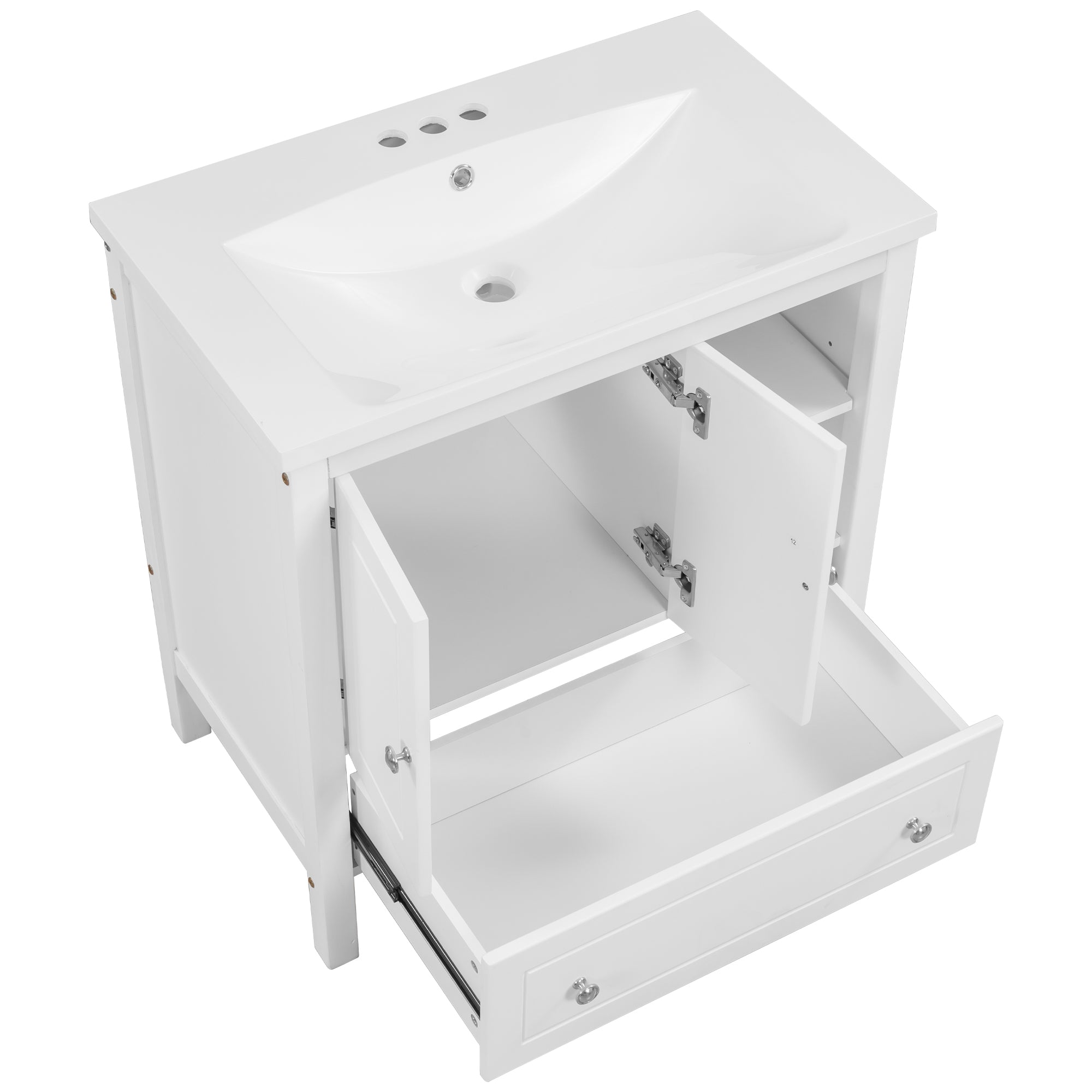 30 in. W x 18. in D. x 32 in. H Bath Vanity with White Ceramic Top