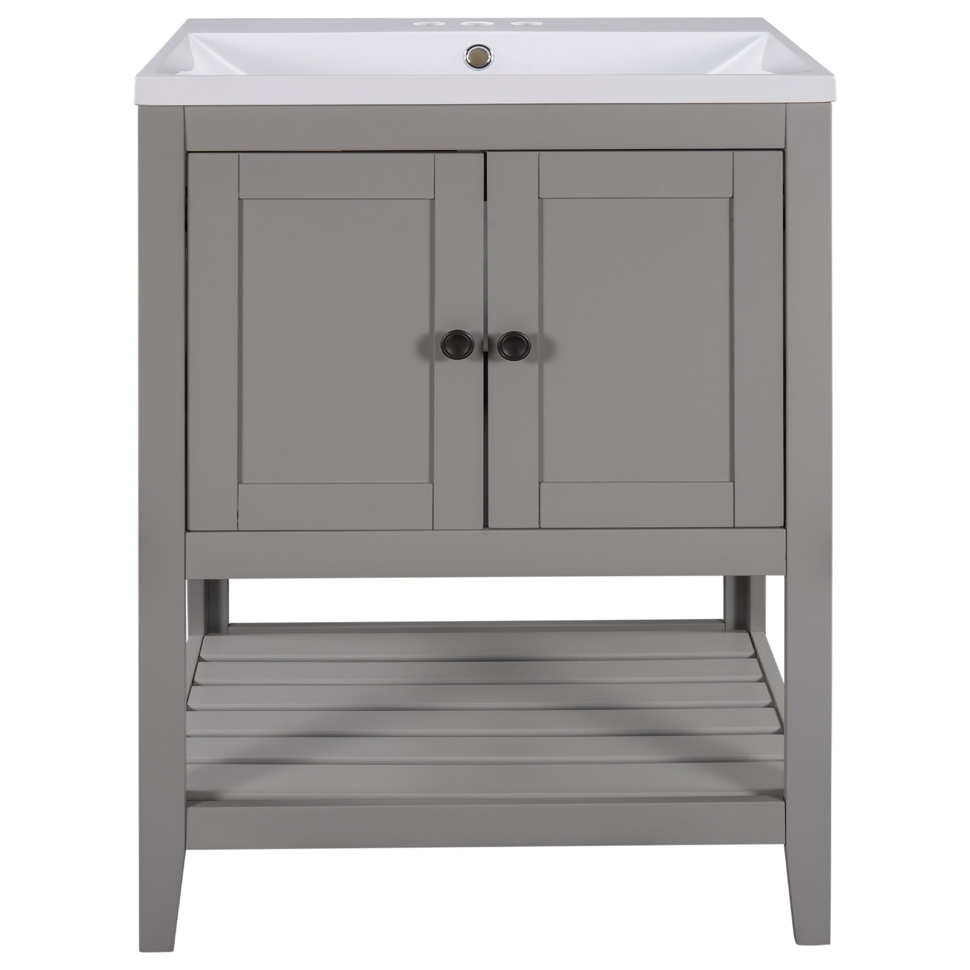 24" Wood Freestanding Bathroom Vanity with Integrated Ceramic Sink