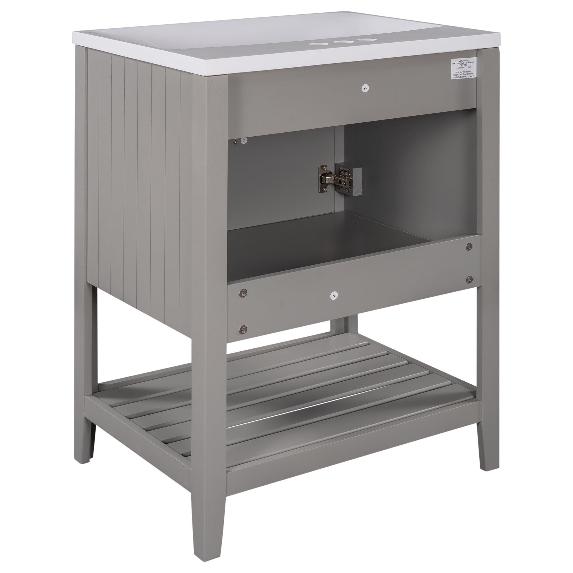 24" Wood Freestanding Bathroom Vanity with Integrated Ceramic Sink