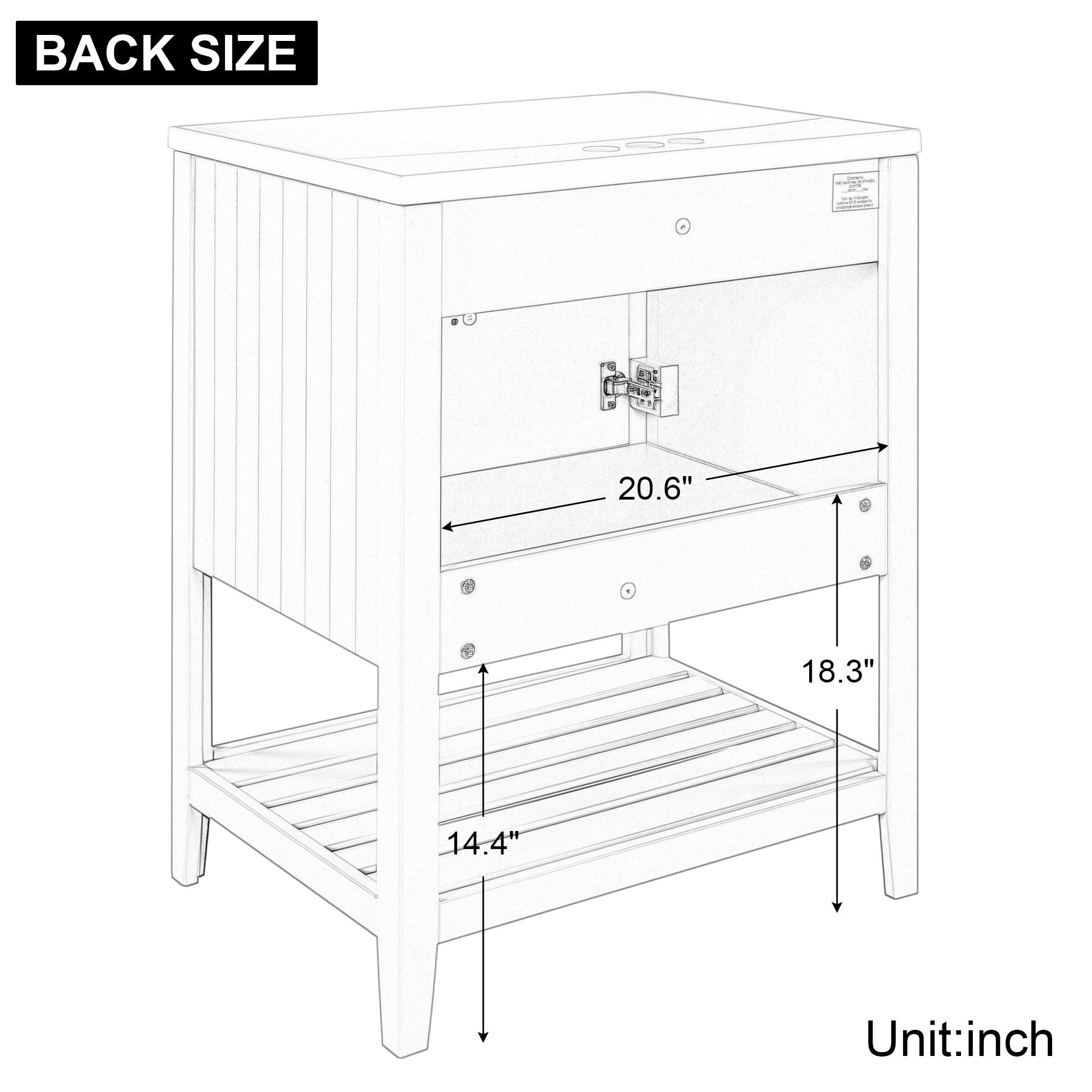 24" Wood Freestanding Bathroom Vanity with Integrated Ceramic Sink