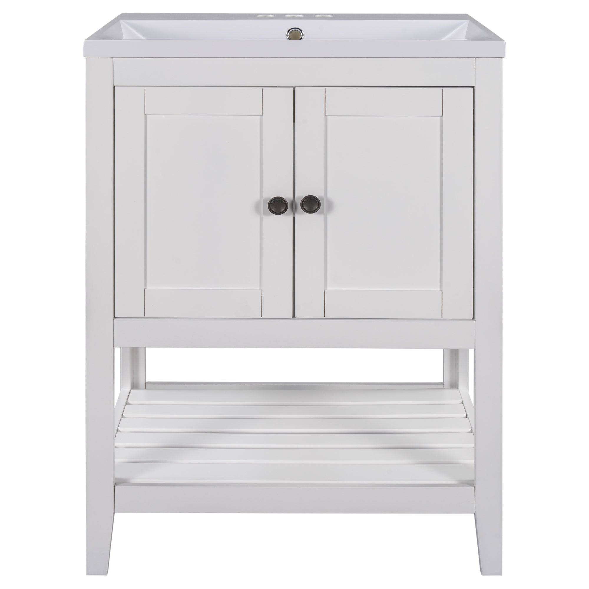 24" Wood Freestanding Bathroom Vanity with Integrated Ceramic Sink