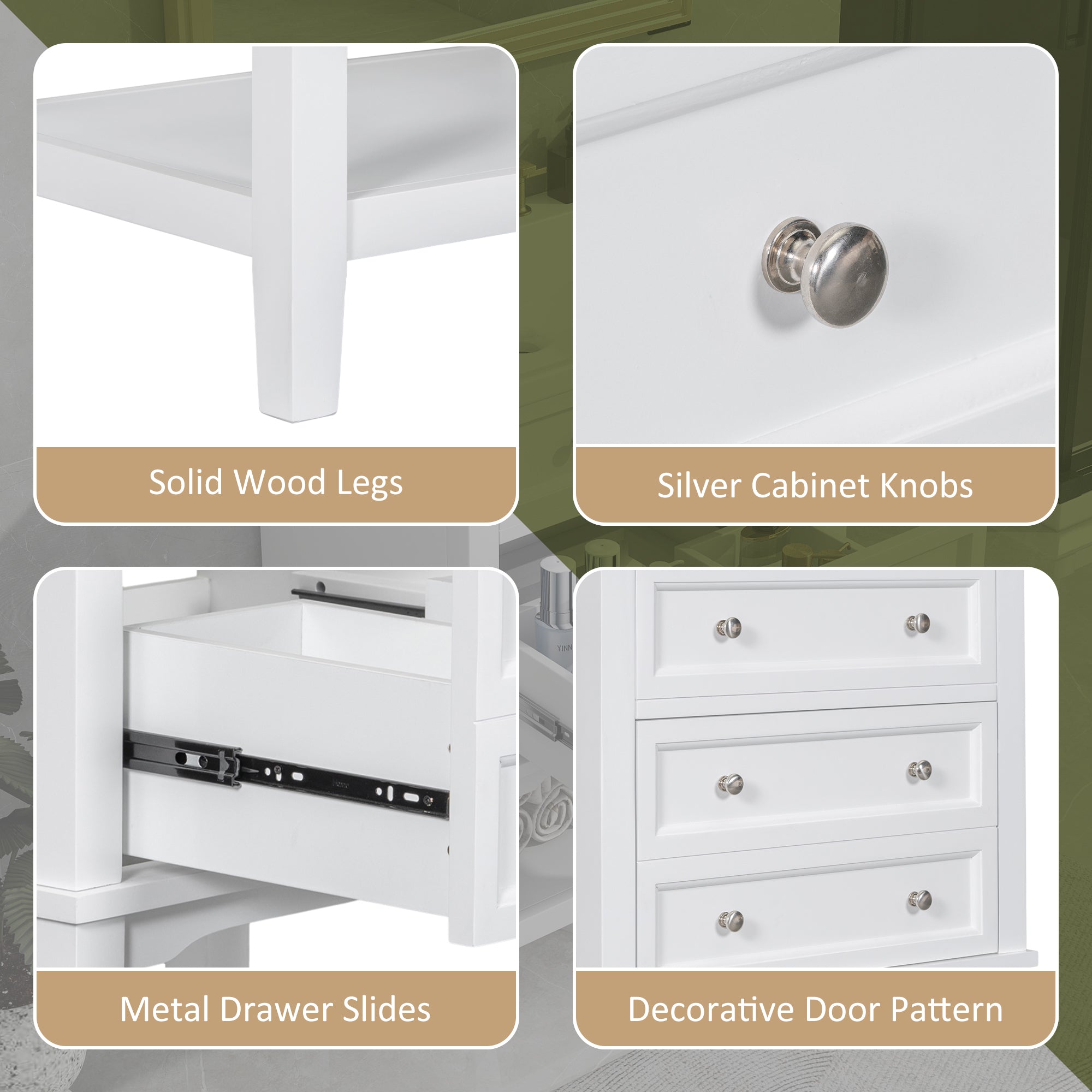24 in. W x 33 in. H MDF Freestanding Bathroom Vanity Base in White
