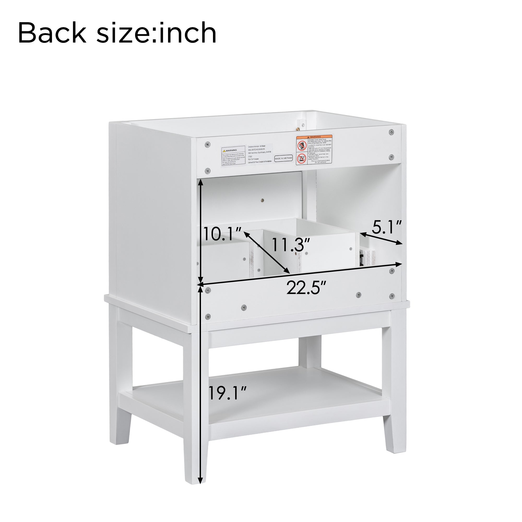 24 in. W x 33 in. H MDF Freestanding Bathroom Vanity Base in White