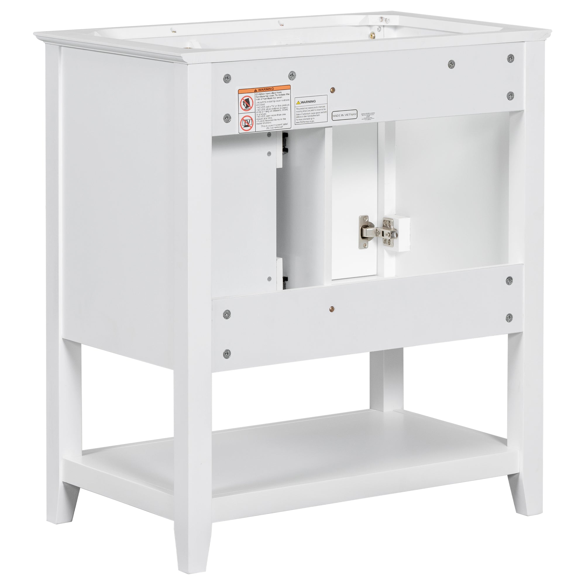30 Inch MDF Freestanding Bathroom Vanity Base with Open Shelf and Doors