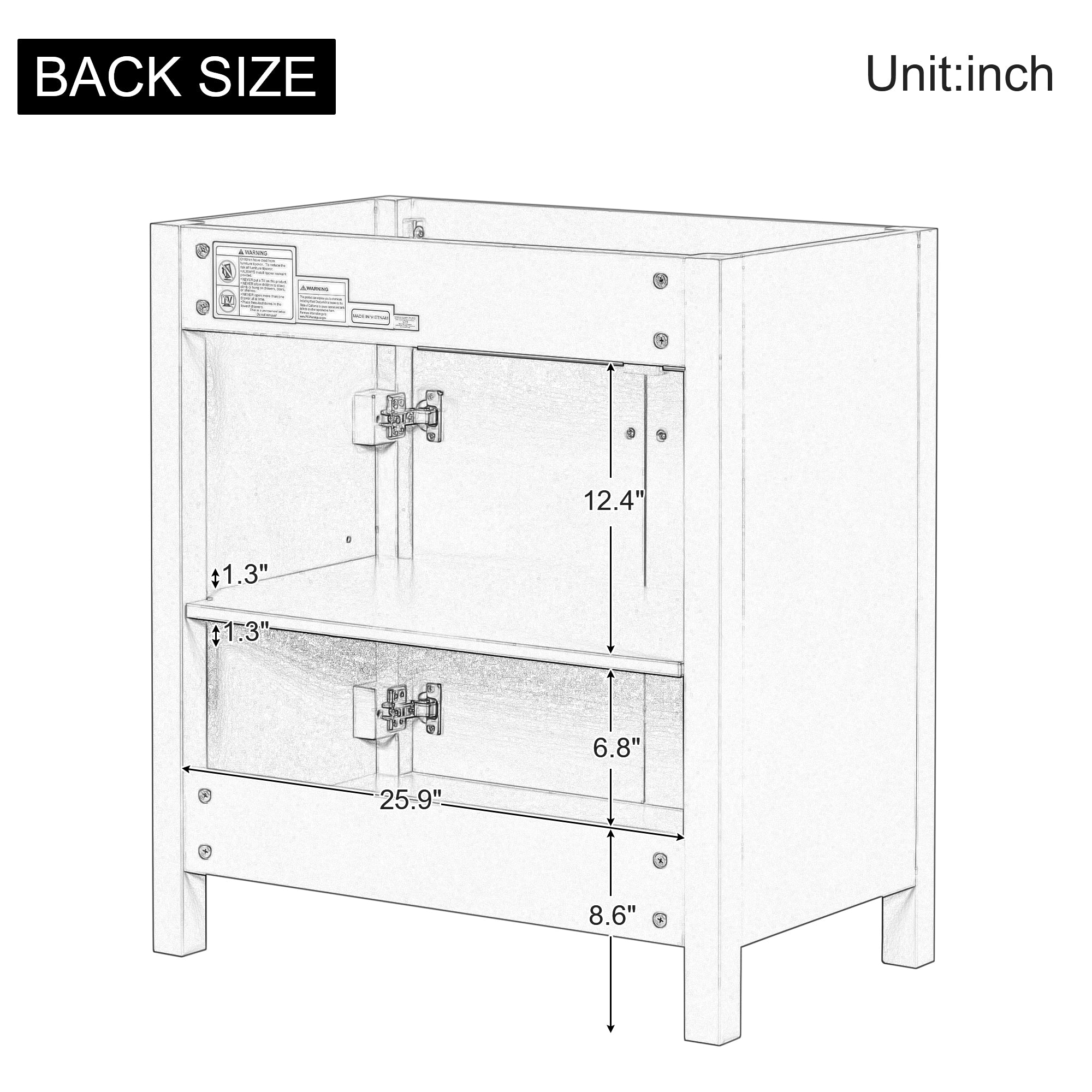 30 Inches MDF Freestanding Bathroom Vanity Base with Adjustable Shelf