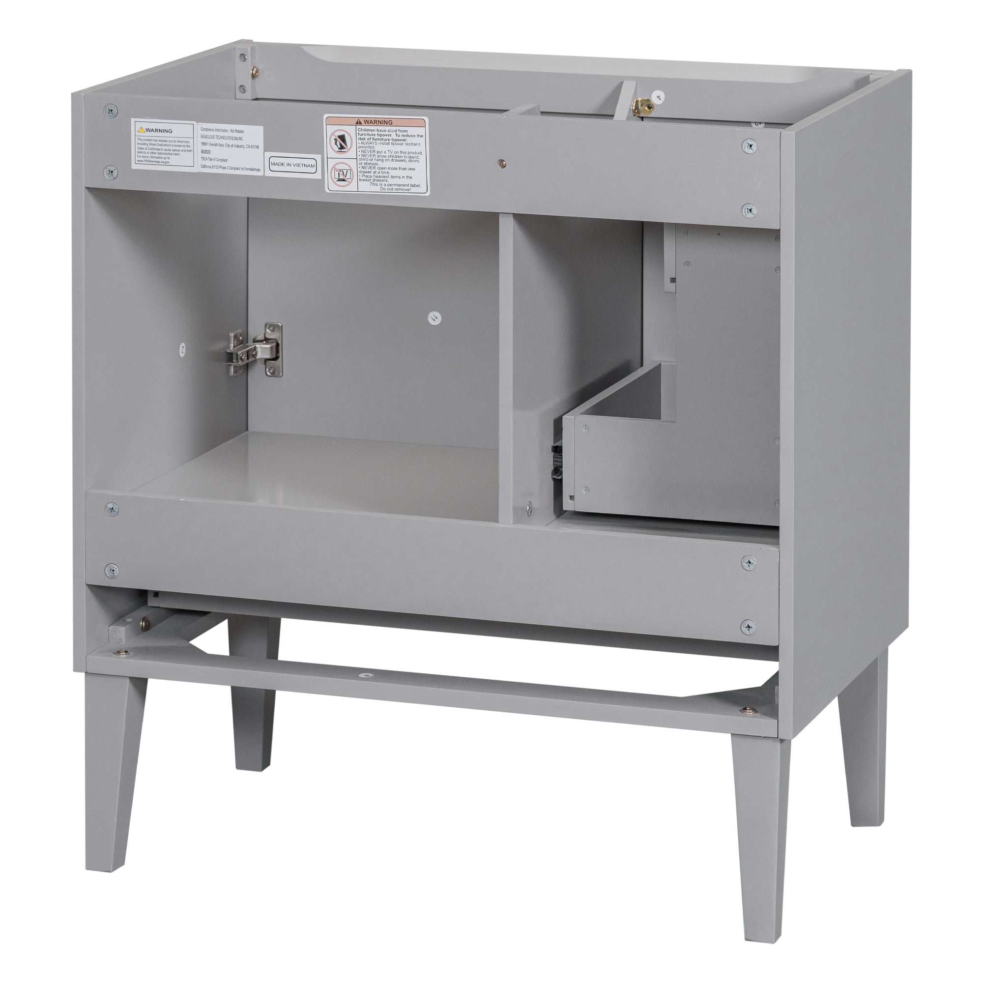 30 in. W x 18 in. D x 32 in. H Freestanding Bath Vanity Base without Top in Grey