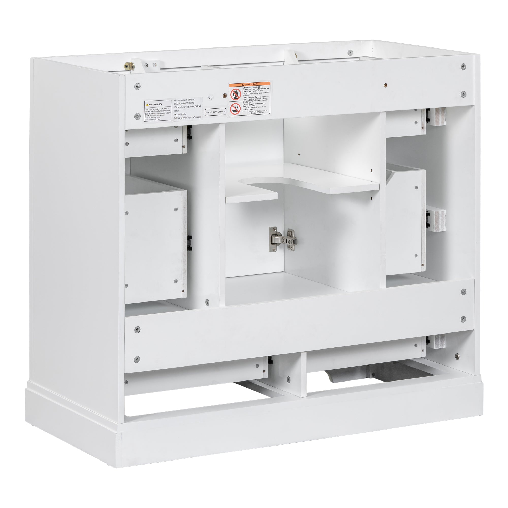 36 in. W x 18 in. D x 33 in. H Freestanding Bath Vanity Base without Top in White