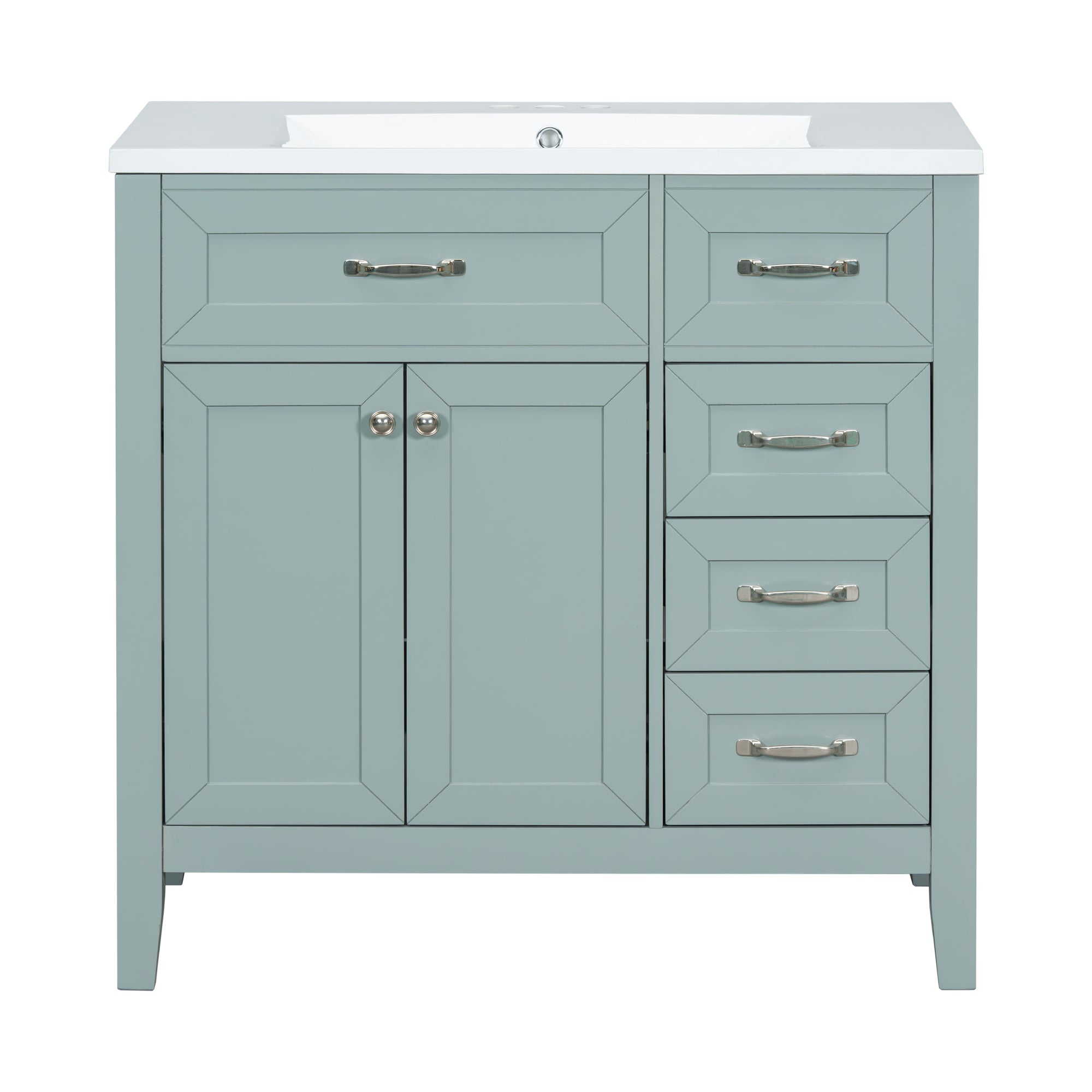 36 in.W MDF Freestanding Bathroom Vanity Set with Integrated Sink, Drawers and Doors