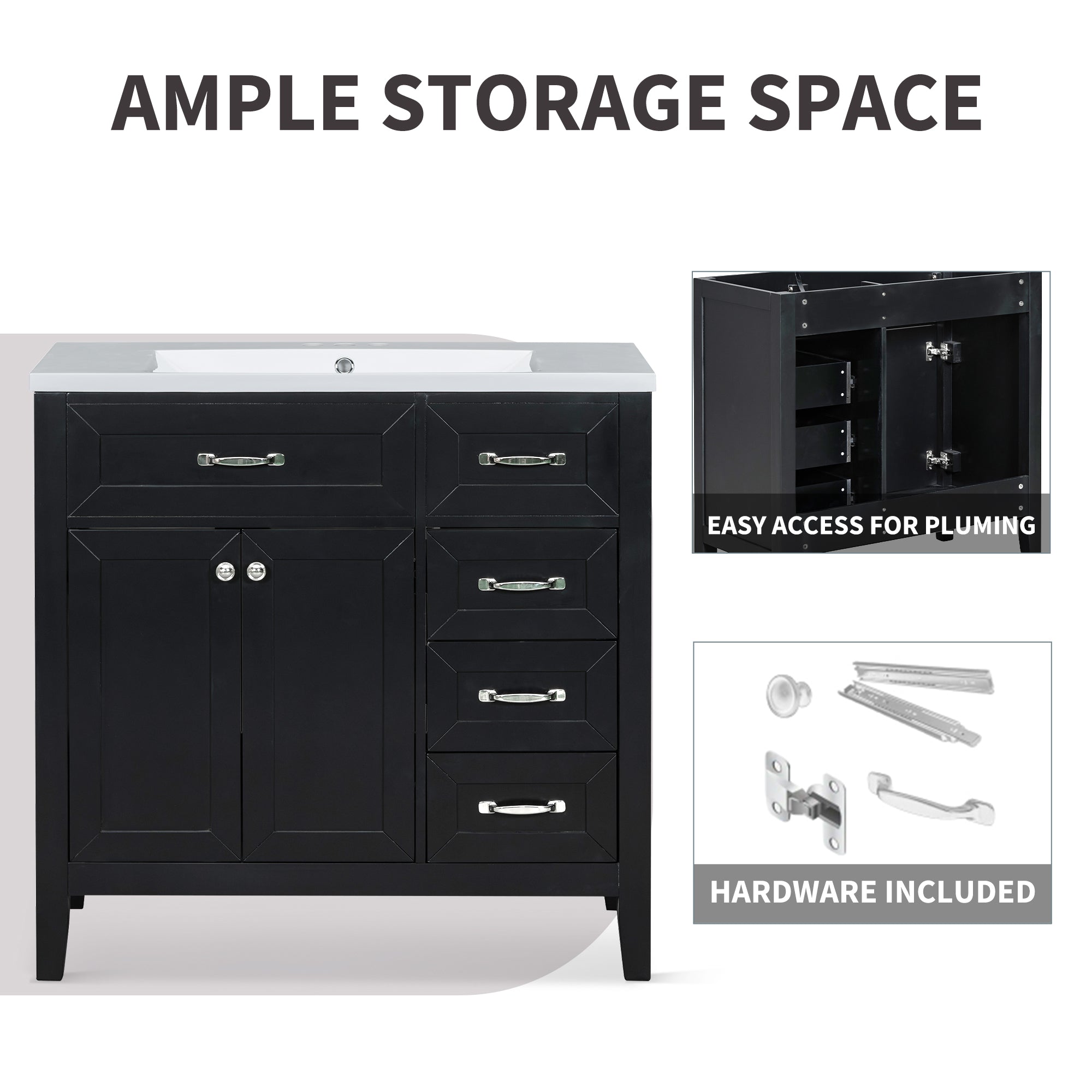 36 in. W x 18 in. D Bath Vanity Cabinet without Top