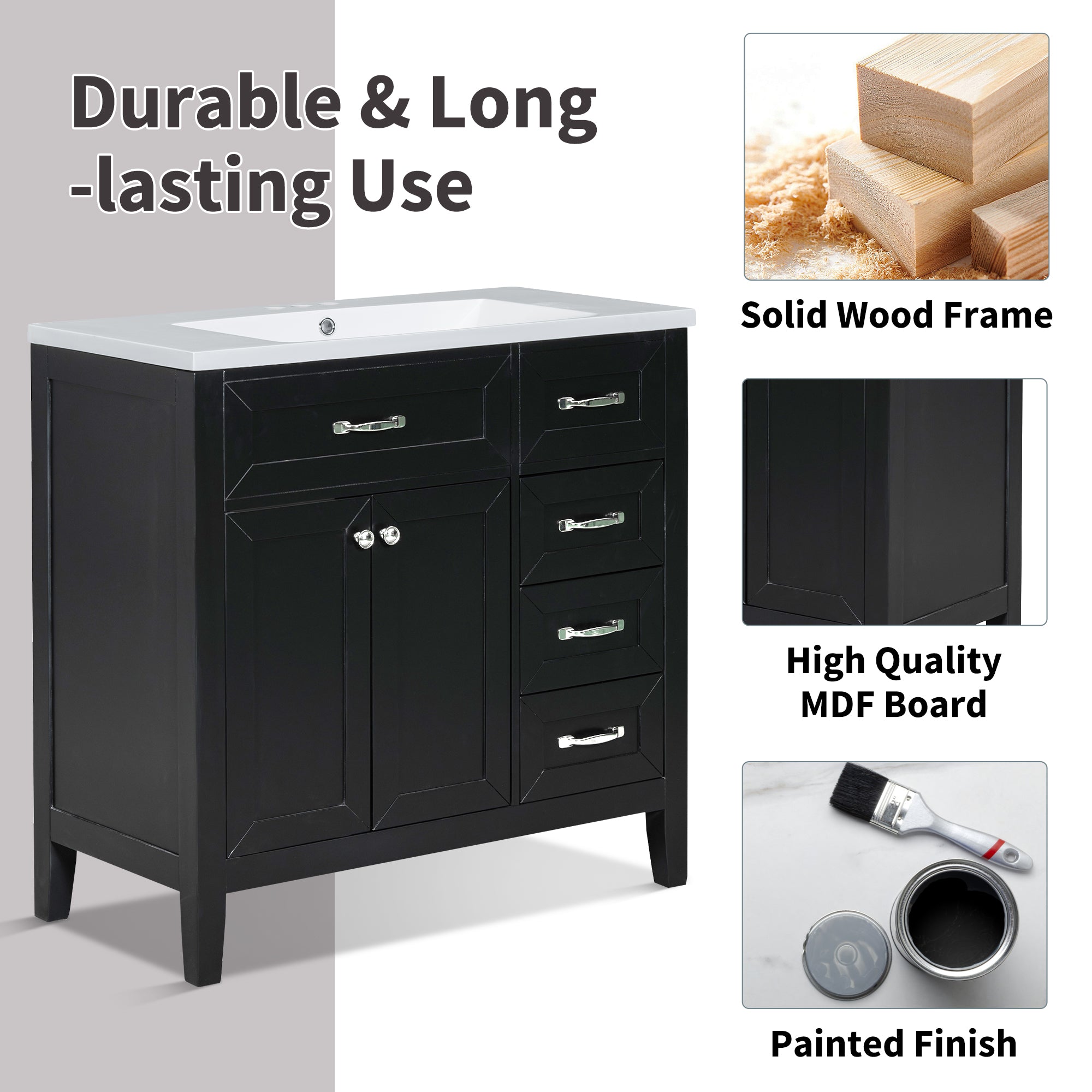 36 in. W x 18 in. D Bath Vanity Cabinet without Top