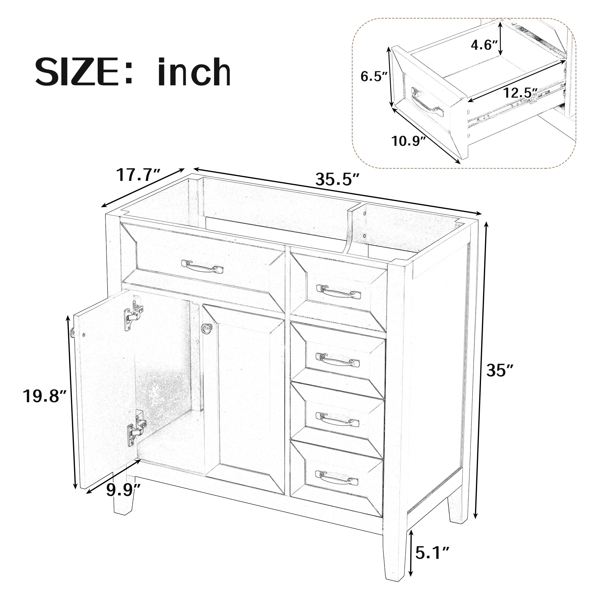 36 in. W x 18 in. D Bath Vanity Cabinet without Top