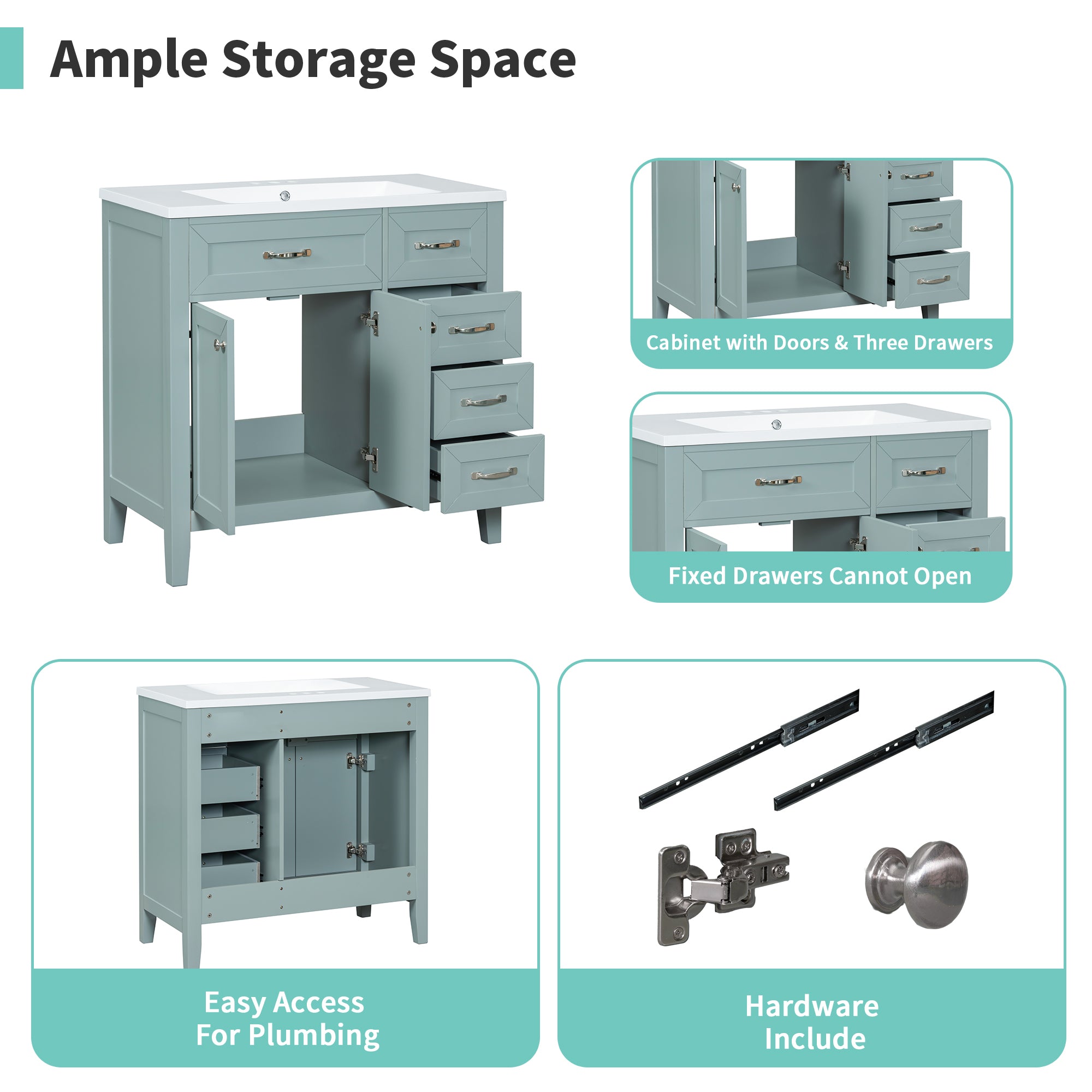 36 in. W x 18 in. D Bath Vanity Cabinet without Top