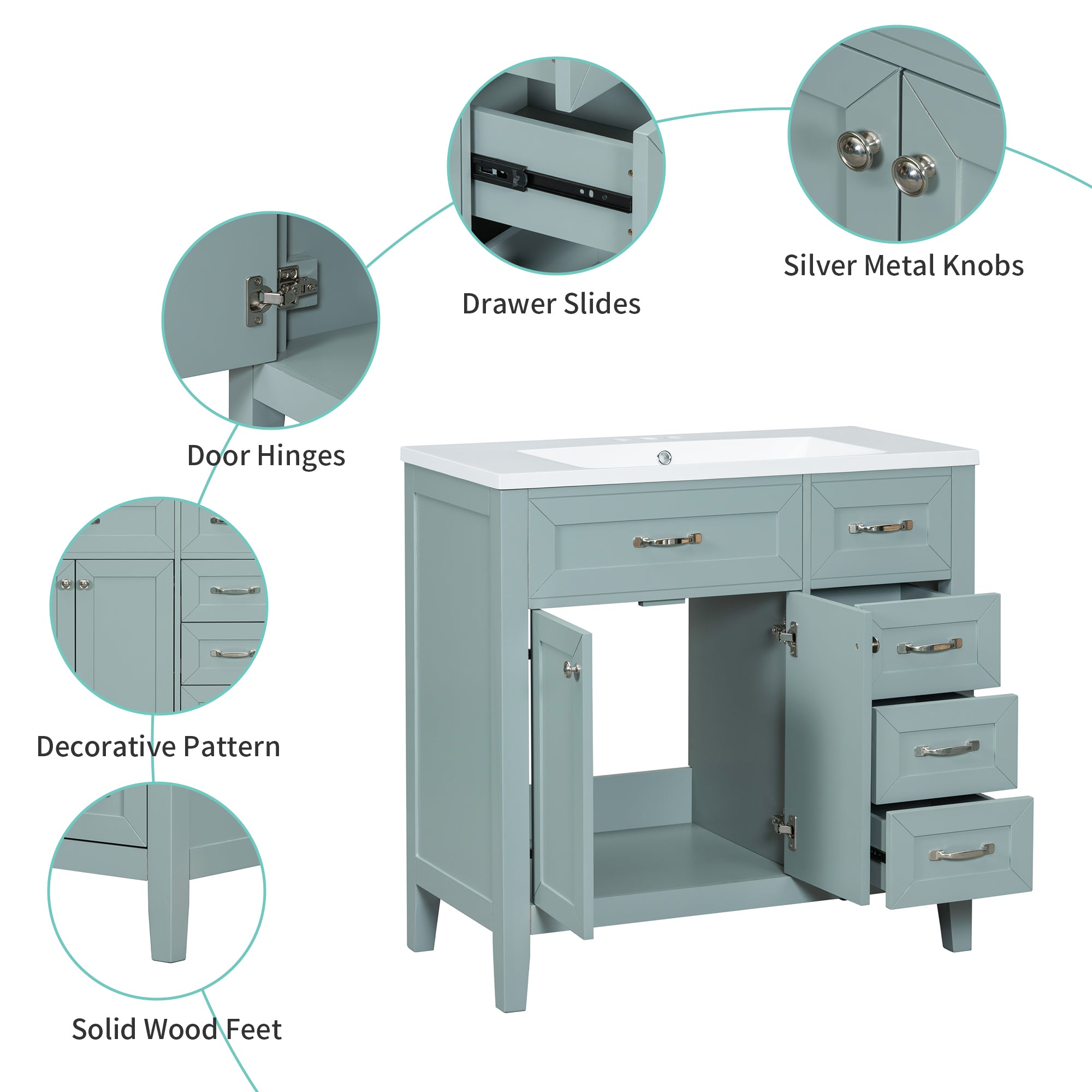 36 in. W x 18 in. D Bath Vanity Cabinet without Top