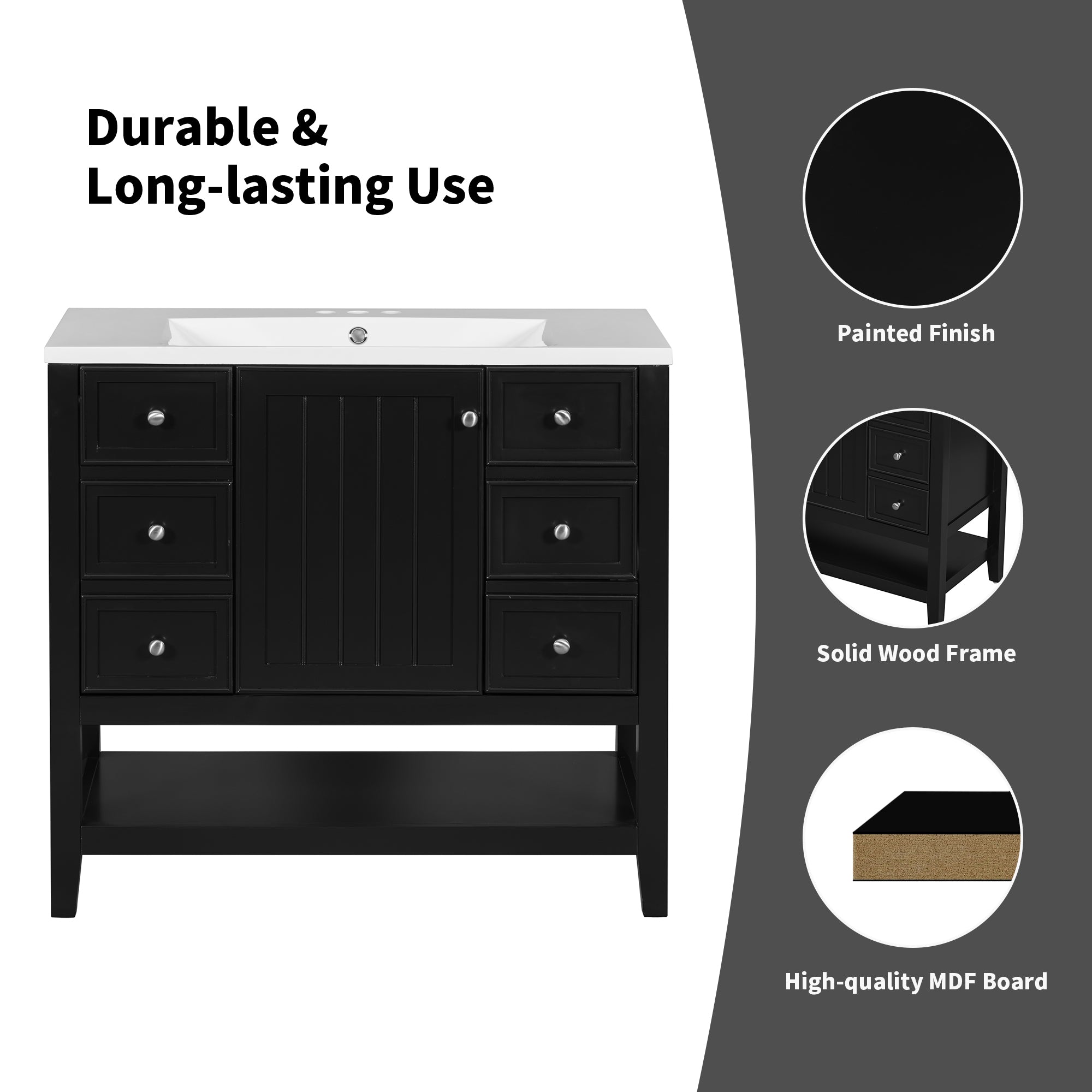 36 in. W x 18 in. D x 33 in. H Freestanding Bath Vanity Base without Top