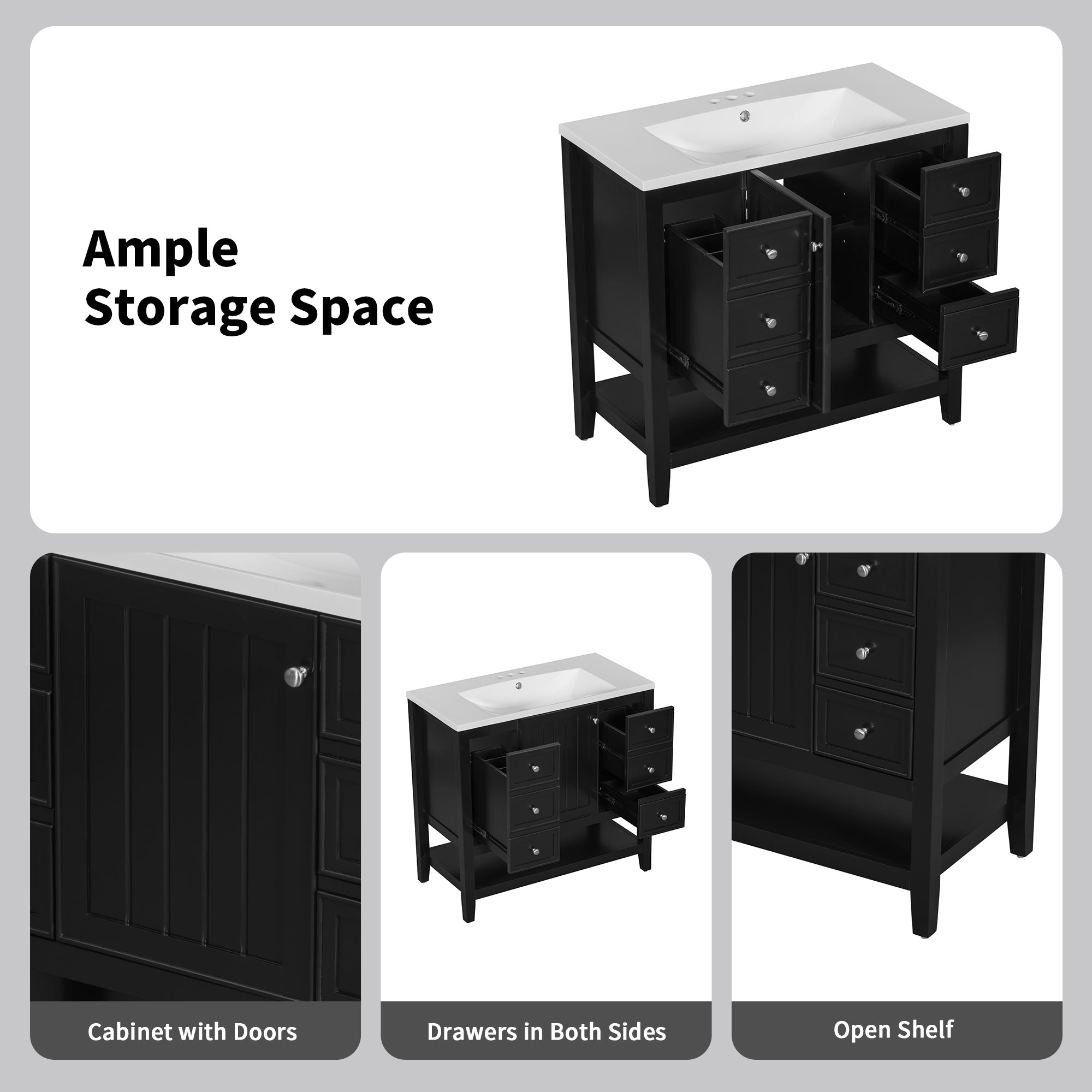 36 in. W x 18 in. D x 33 in. H Freestanding Bath Vanity Base without Top