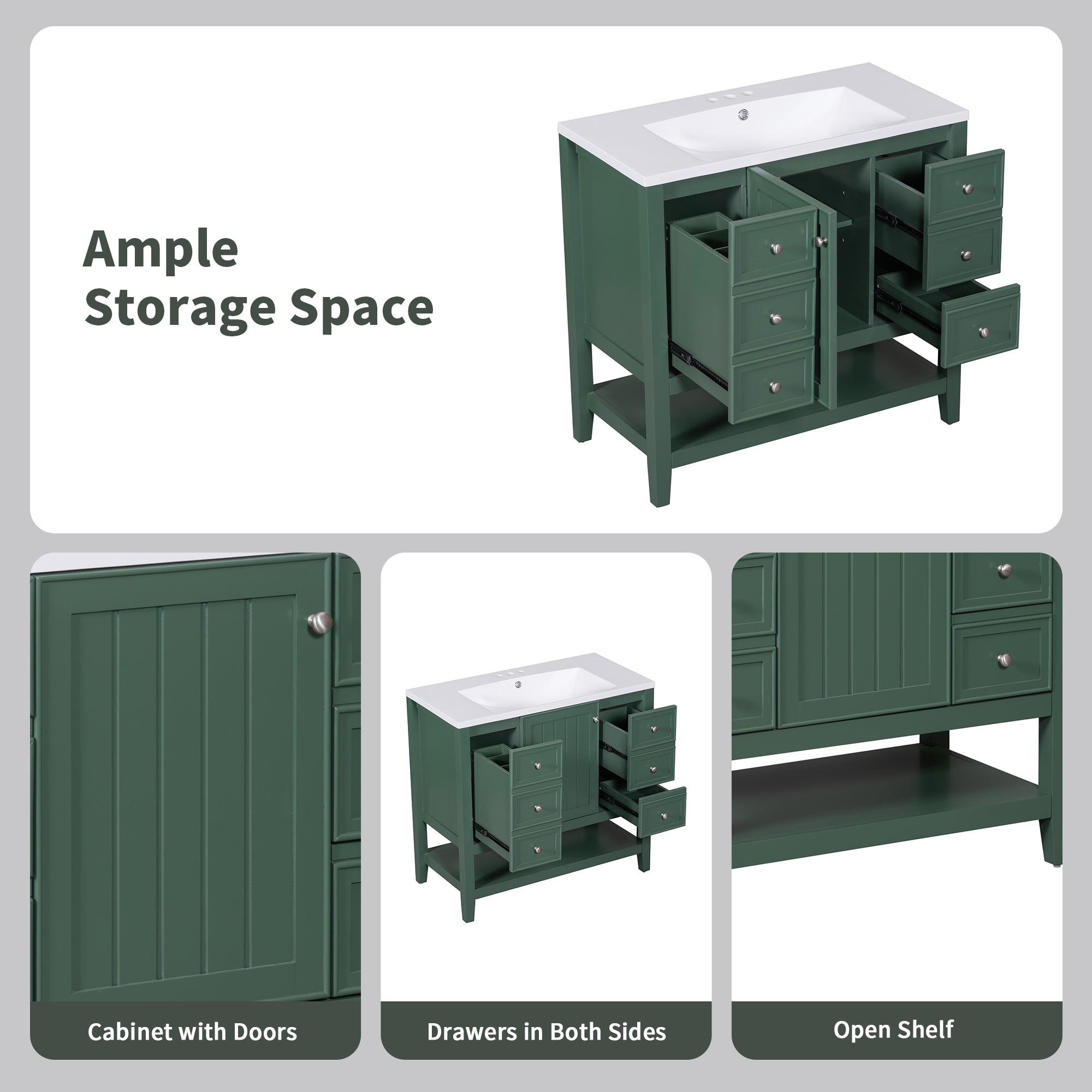36 in. W x 18 in. D x 33 in. H Freestanding Bath Vanity Base without Top
