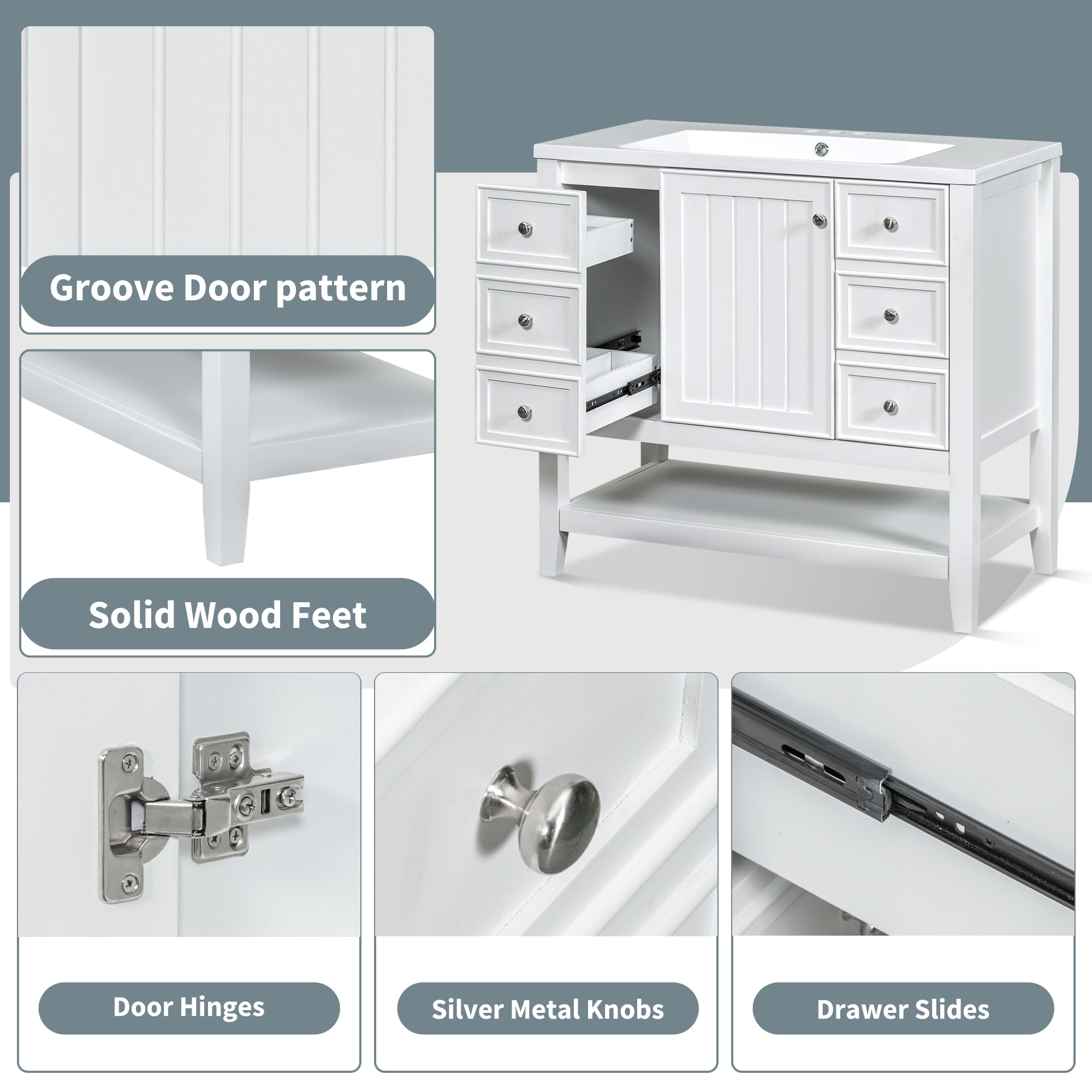 36 in. W x 18 in. D x 33 in. H Freestanding Bath Vanity Base without Top