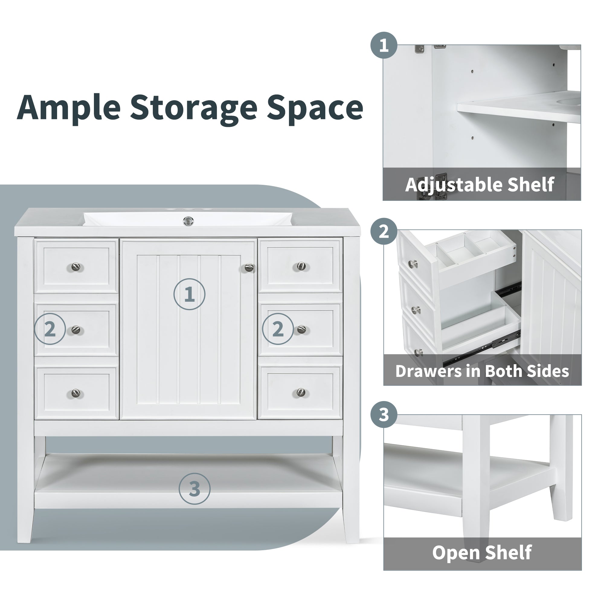 36 in. W x 18 in. D x 33 in. H Freestanding Bath Vanity Base without Top