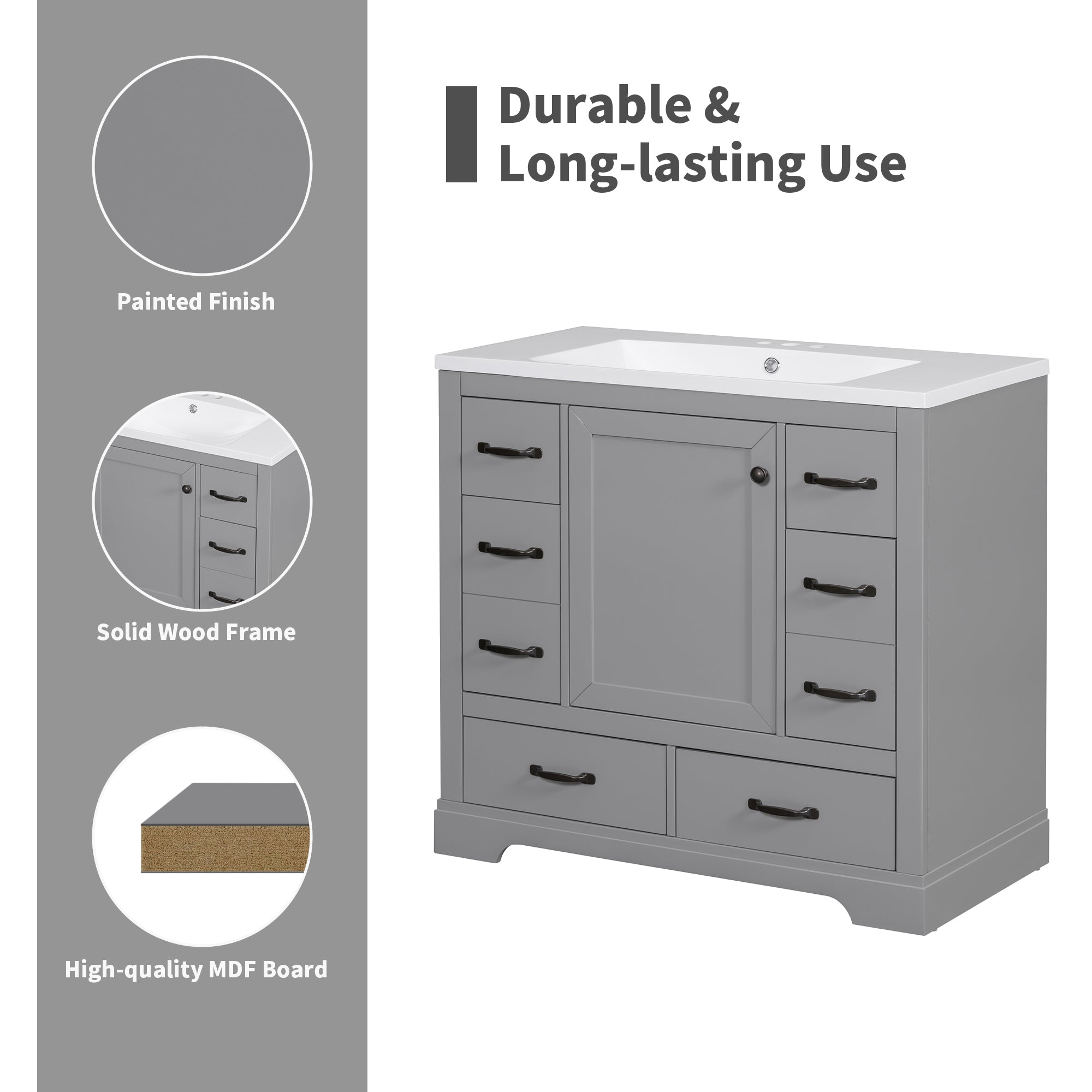 36 in. W x 18 in. D x 33 in. H Freestanding Bath Vanity Base without Top