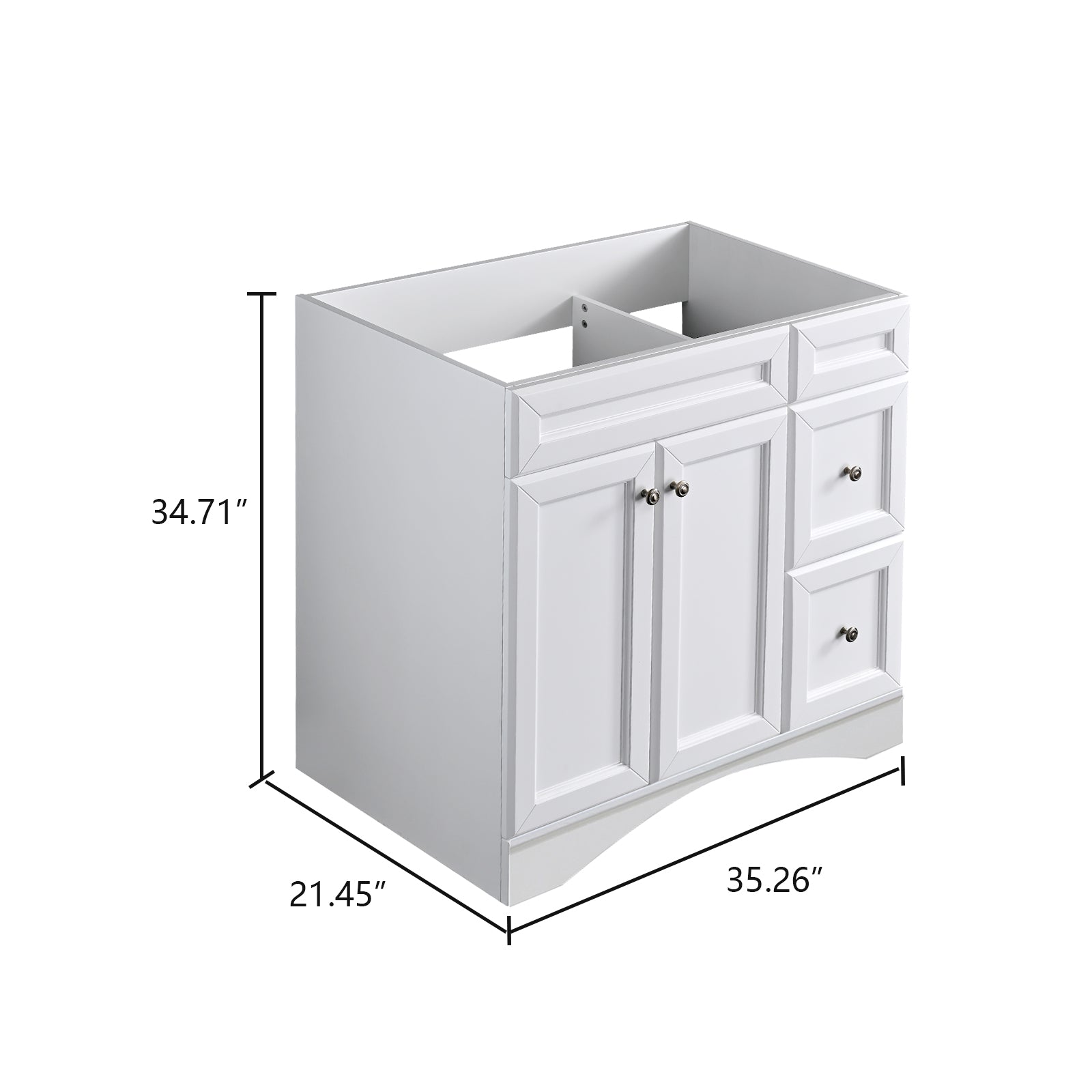 36 inch MDF Freestanding Bath Vanity Cabinet without Top in White